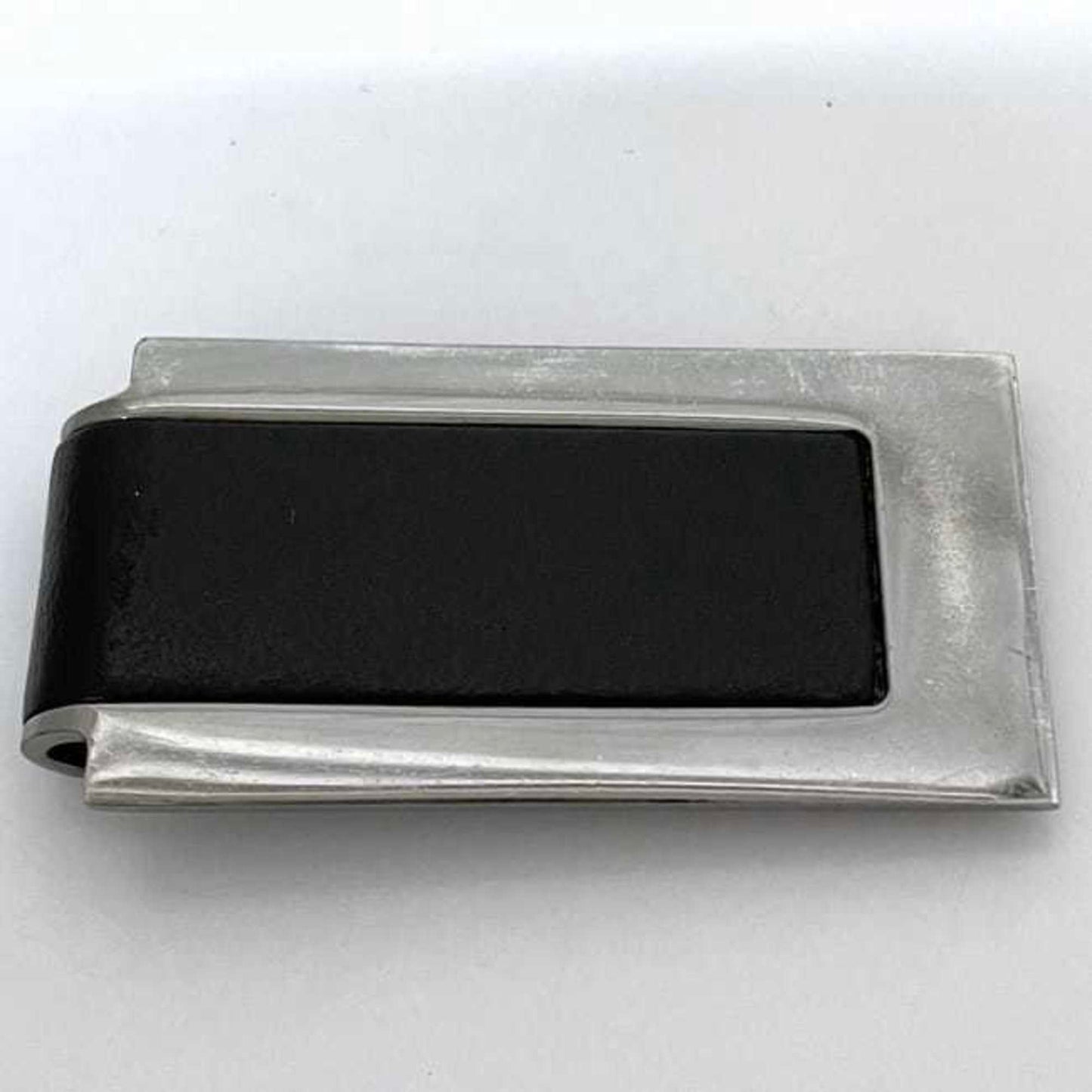 Gucci Black Silver Leather Metal Money Clip ( )