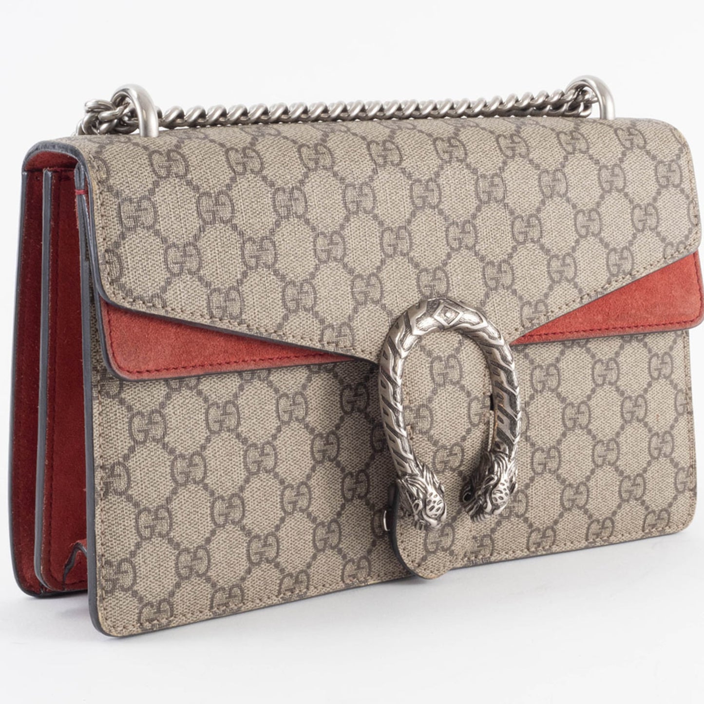 Gucci Beige Red Color Gg Supreme Leather Shoulder Bag ( )