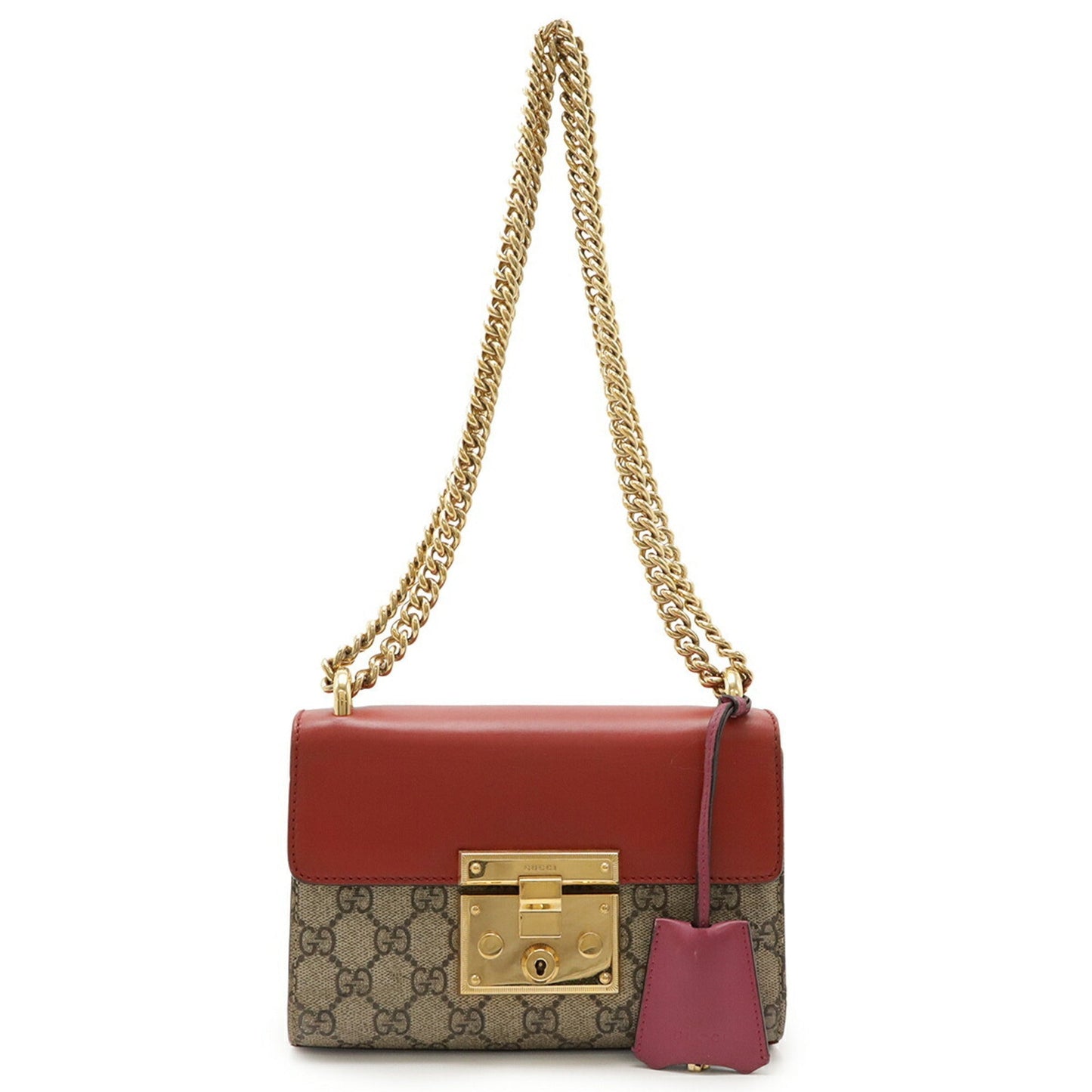 Gucci Beige Pink Red Color Gg Supreme Leather Shoulder Bag ( )