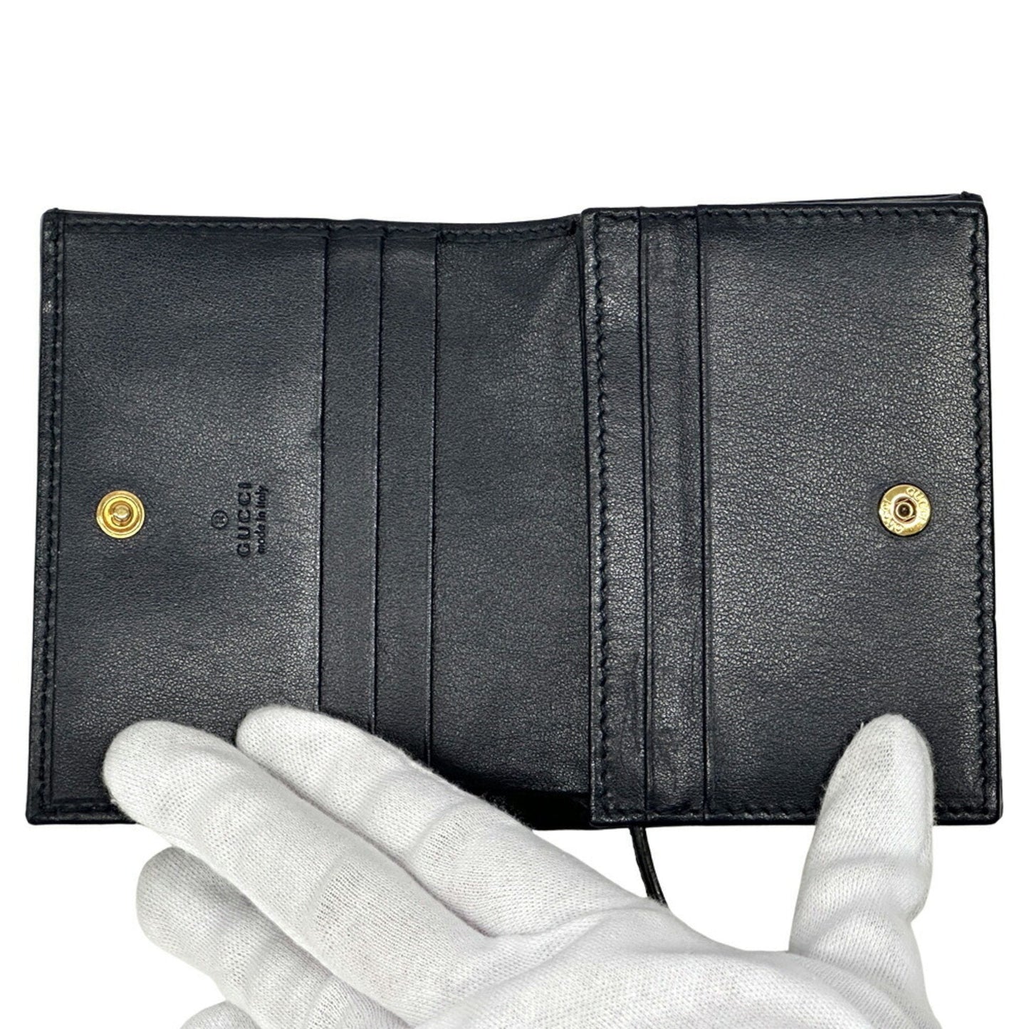 Gucci Beige Navy Canvas Leather Wallet (Bi-Fold) ( )