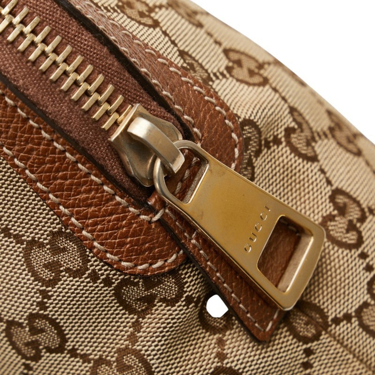 Gucci Gg Canvas Beige Brown Gg Canvas Leather Handbag Tote Bag ( )