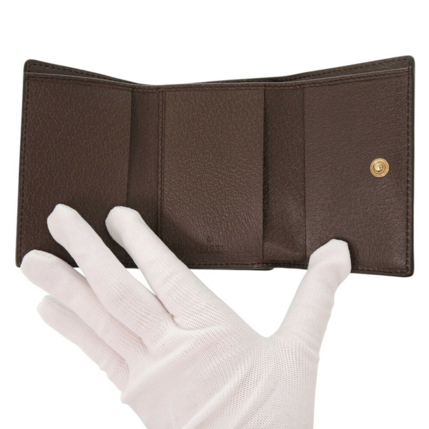 Gucci Beige Brown Gg Supreme Leather Wallet (Tri-Fold) ( )