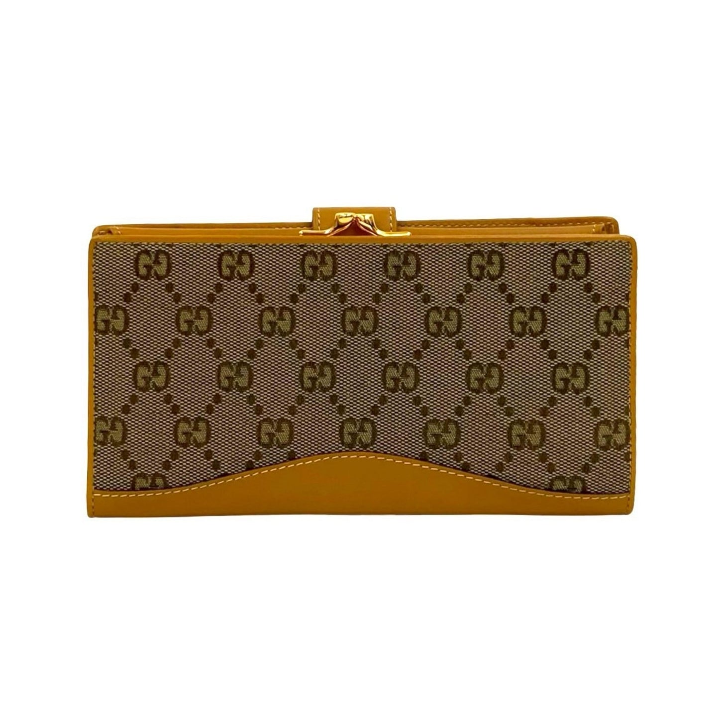 Gucci Beige Canvas Leather Long Wallet (Bi-Fold) ( )