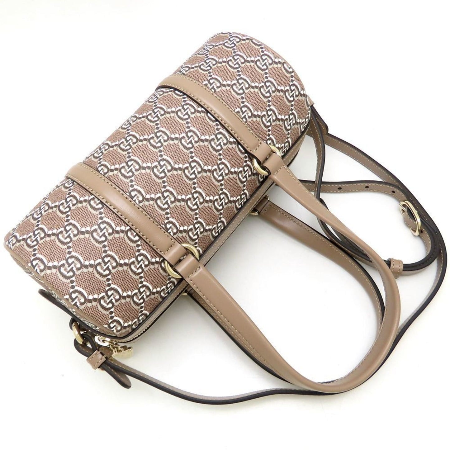 Gucci Gold Gg Canvas Leather Shoulder Bag ( )