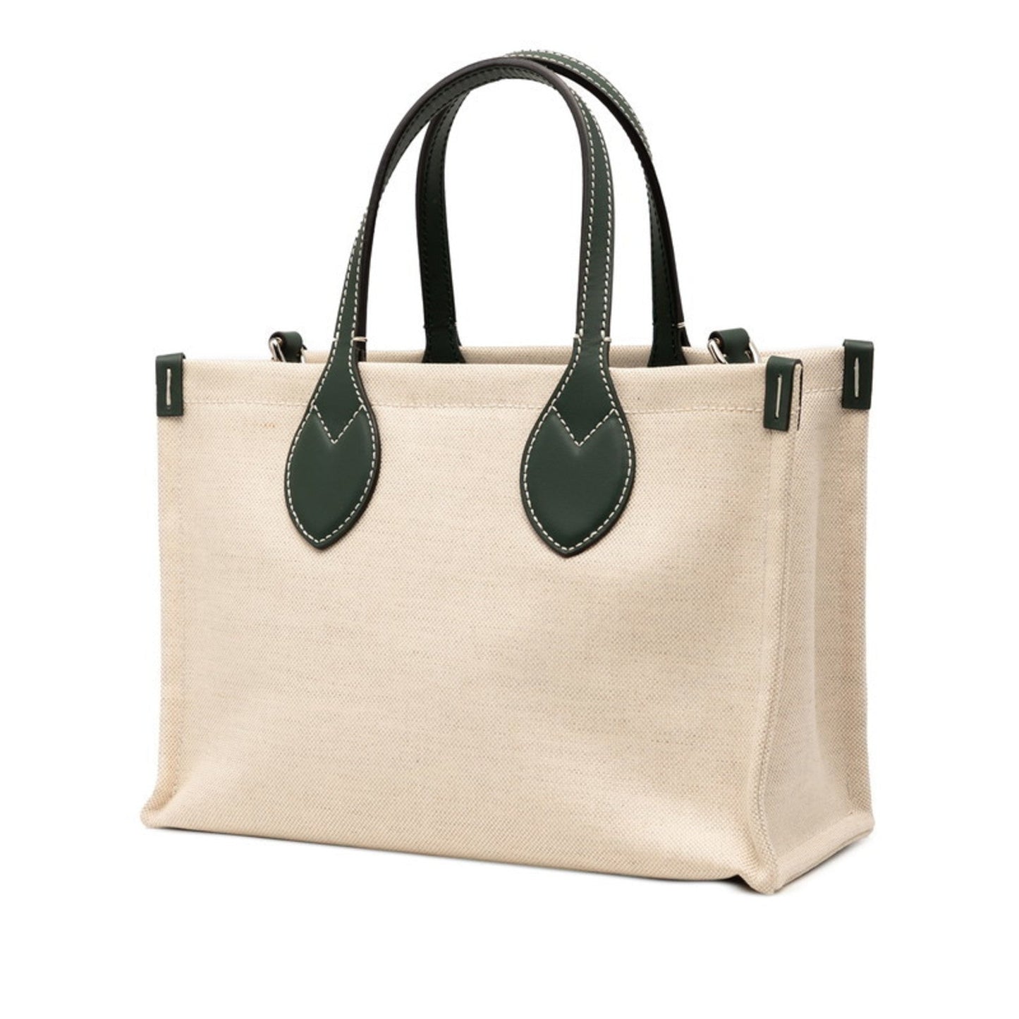 Gucci Beige Green Canvas Leather Shoulder Bag ( )