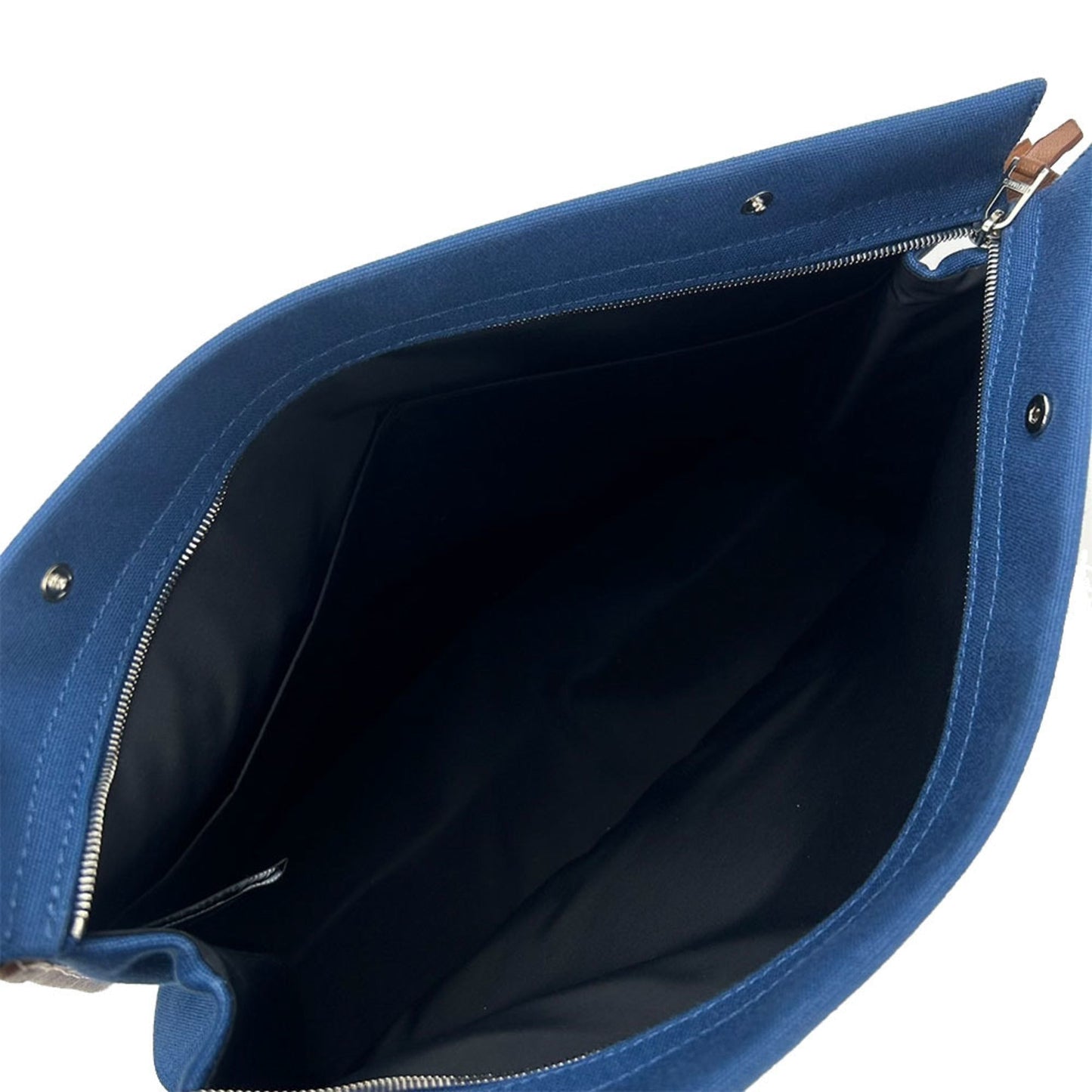 Hermes Brown Navy Canvas Leather Clutch Bag ( )