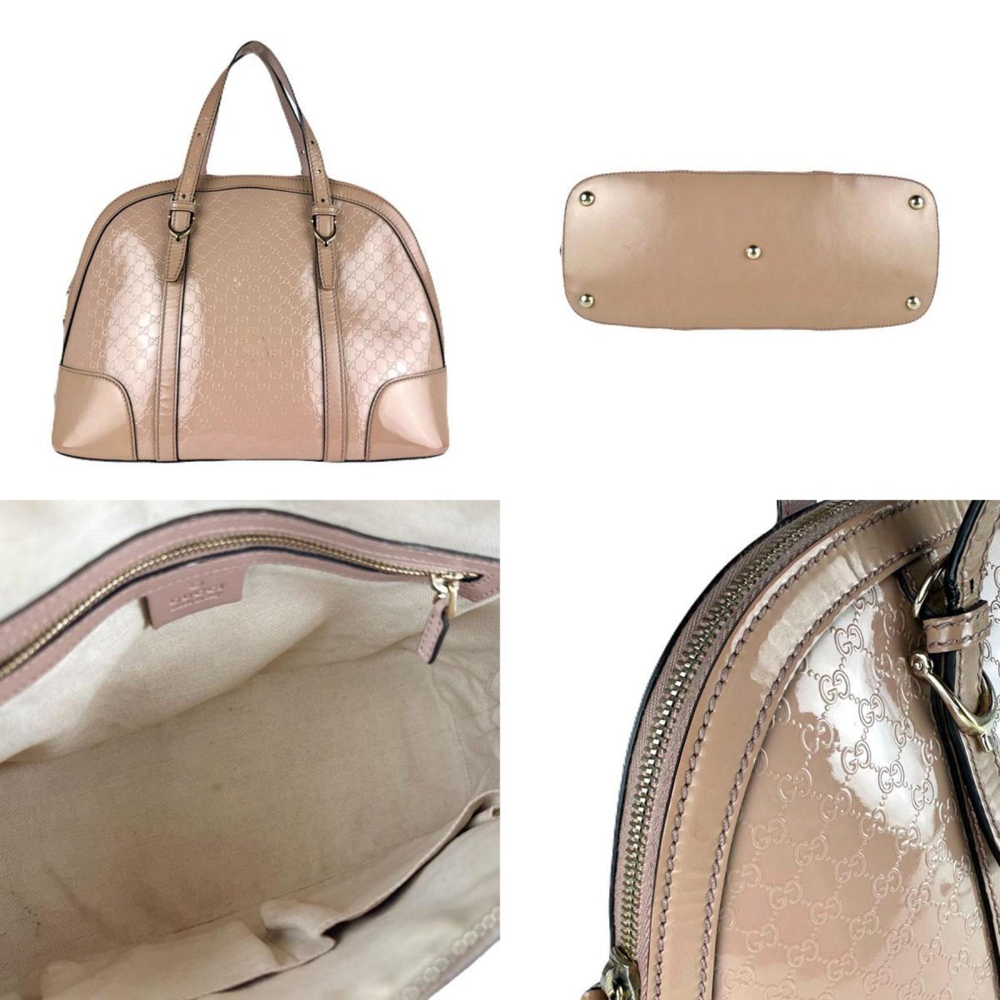 Gucci Pink Beige Patent Leather Handbag Shoulder Bag ( )