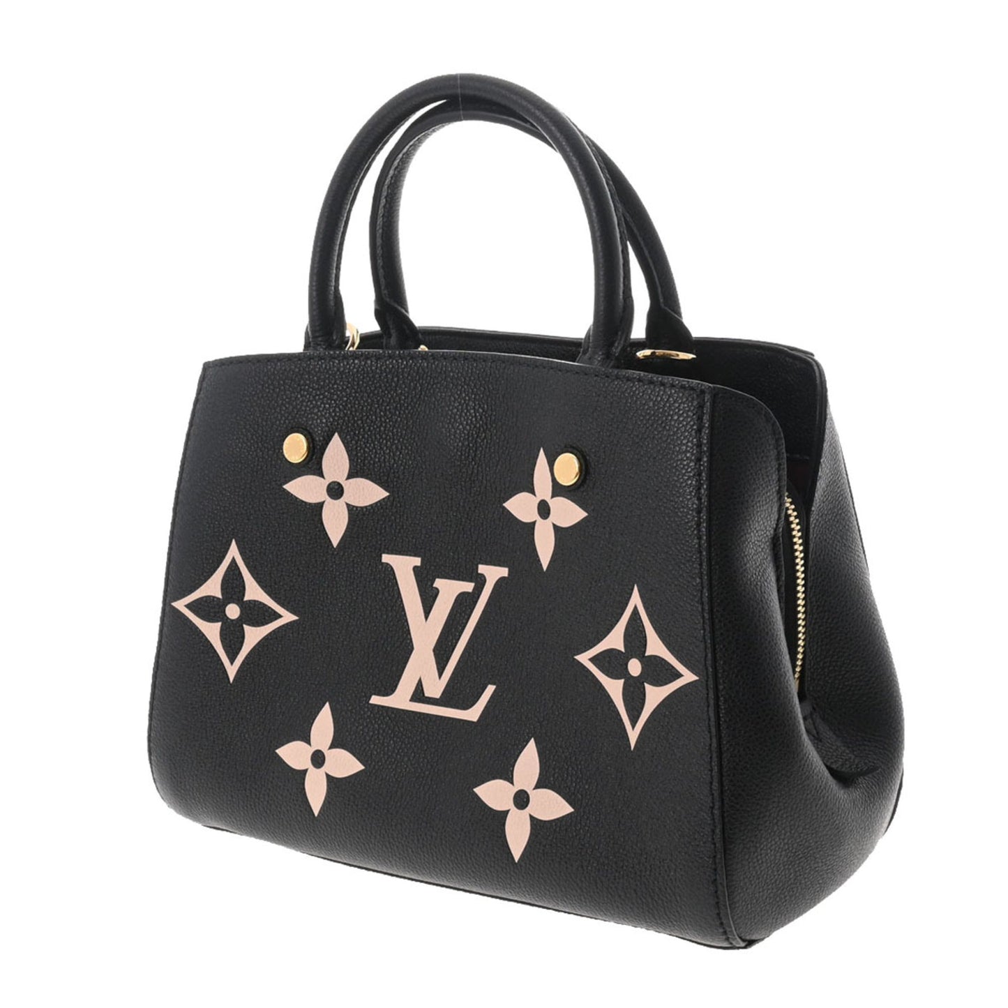 LOUIS VUITTON Monogram Emplant Montaigne BB Noir Beige Women's Bag