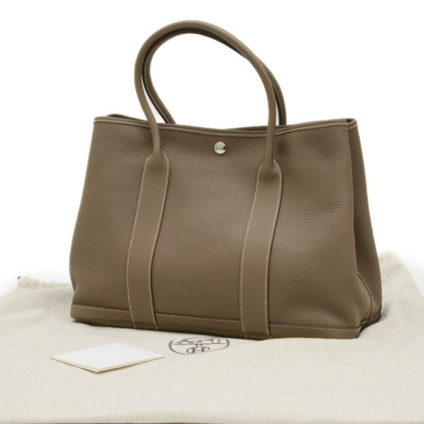 Hermes Etoupe Gray Negonda Leather Handbag Tote Bag ( )