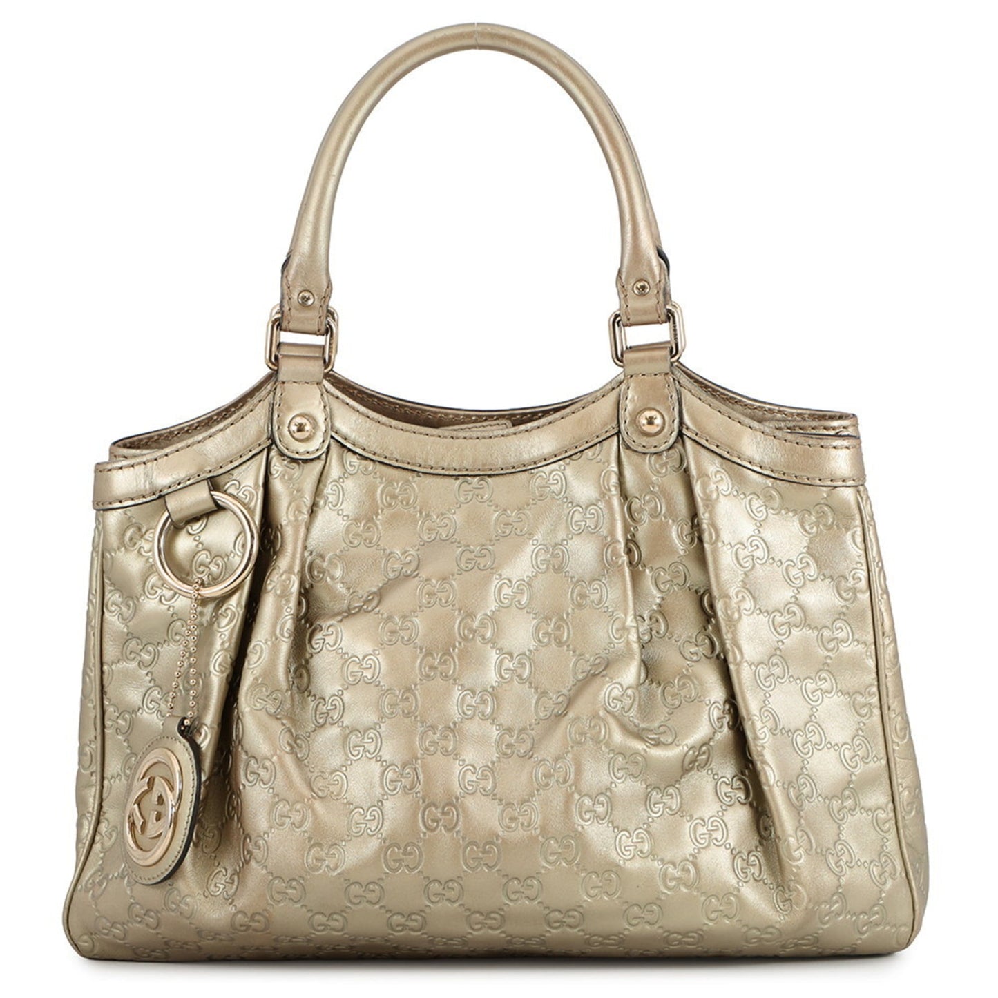 Gucci Sukey Beige Gold Leather Handbag ( )
