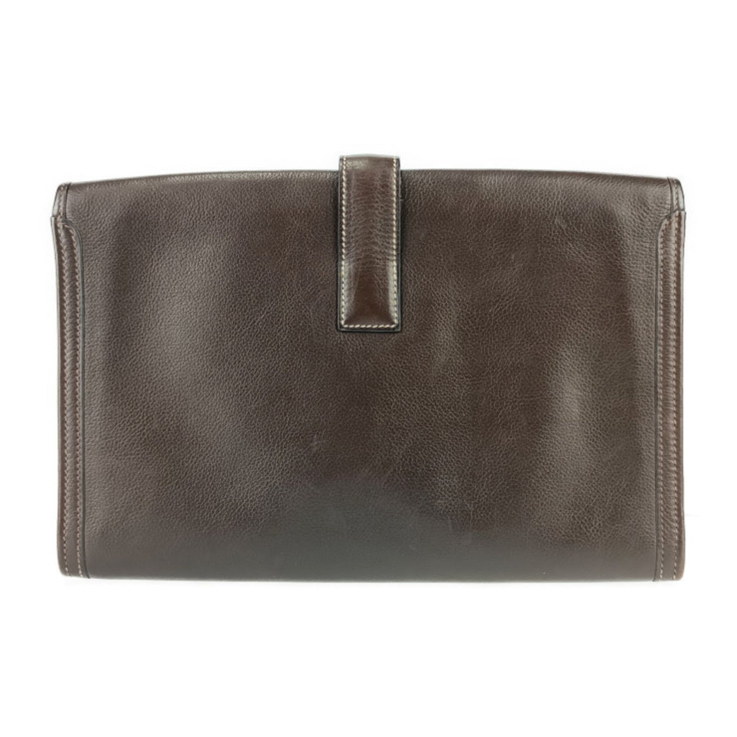 Hermes Dark Brown Leather Clutch Bag Handbag ( )