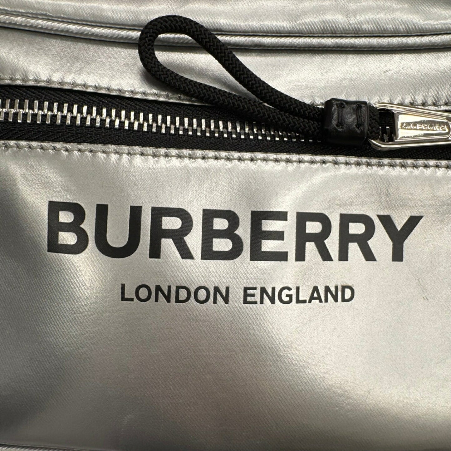 Burberry Metallic Silver Canvas Leather Shoulder Bag Sling Bag ( )