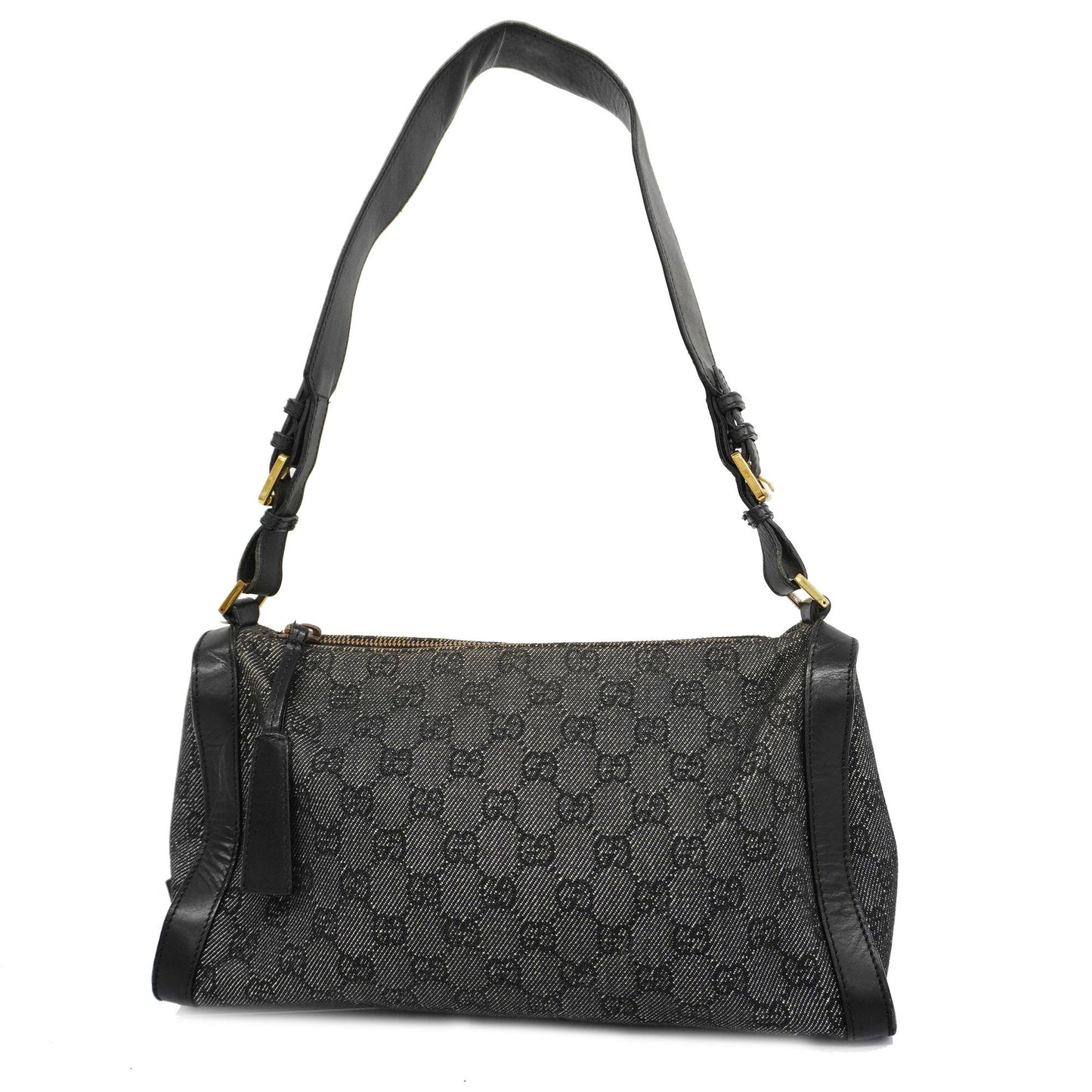 GUCCI Auth  GG Canvas Shoulder Bag 92706 Women's Leather Black