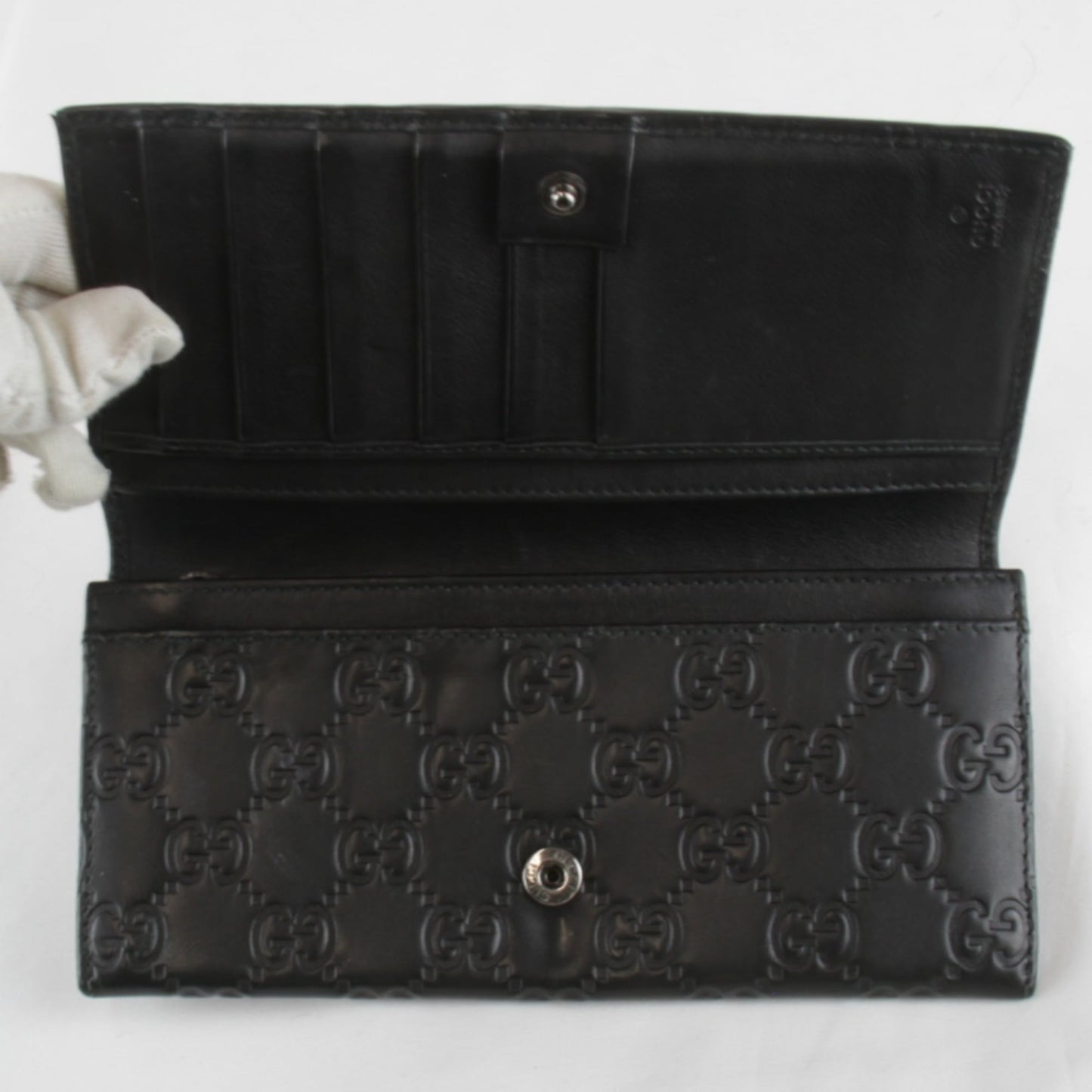 Gucci Black Gg Leather Long Wallet (Bi-Fold) ( )