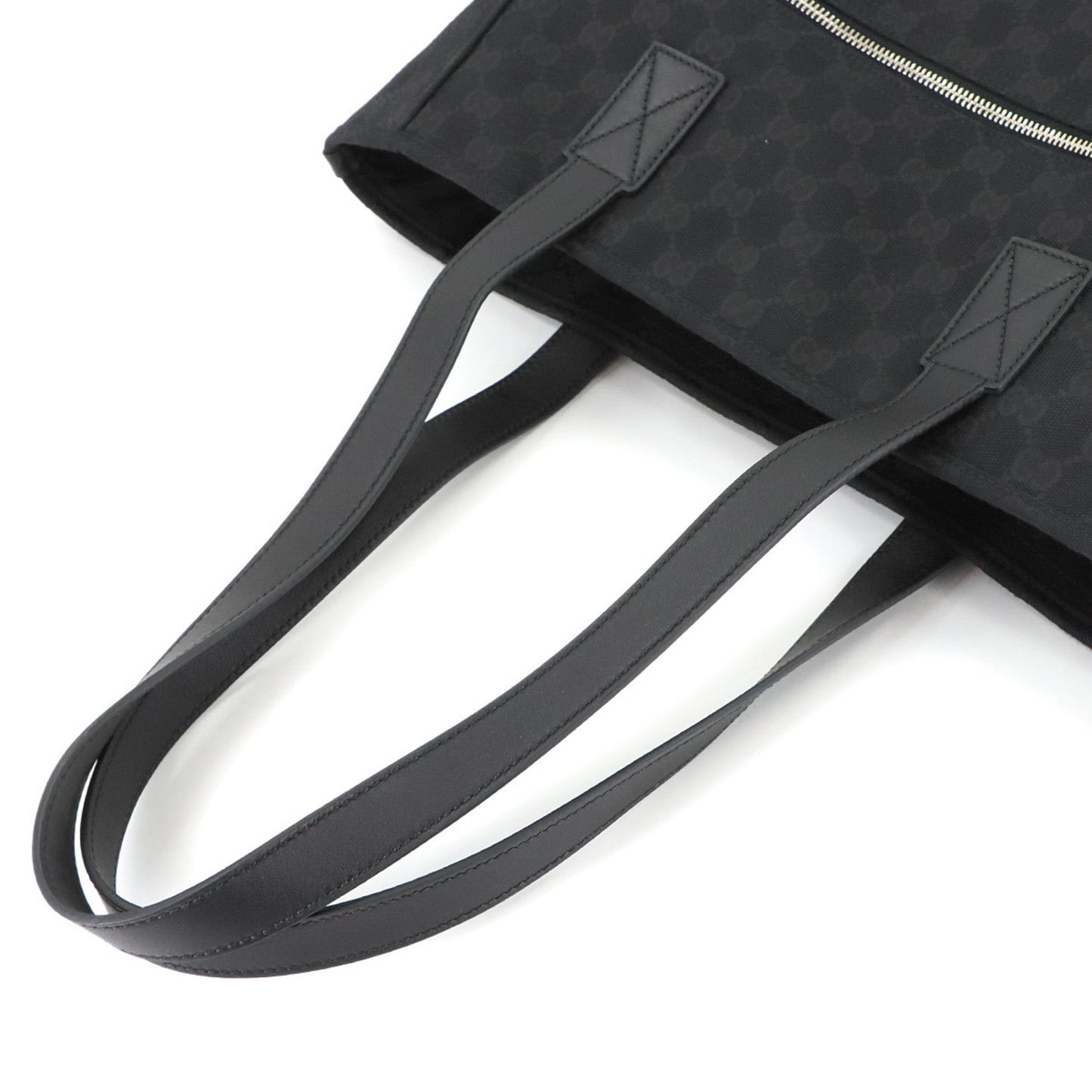 Gucci Black Gg Canvas Leather Tote Bag ( )