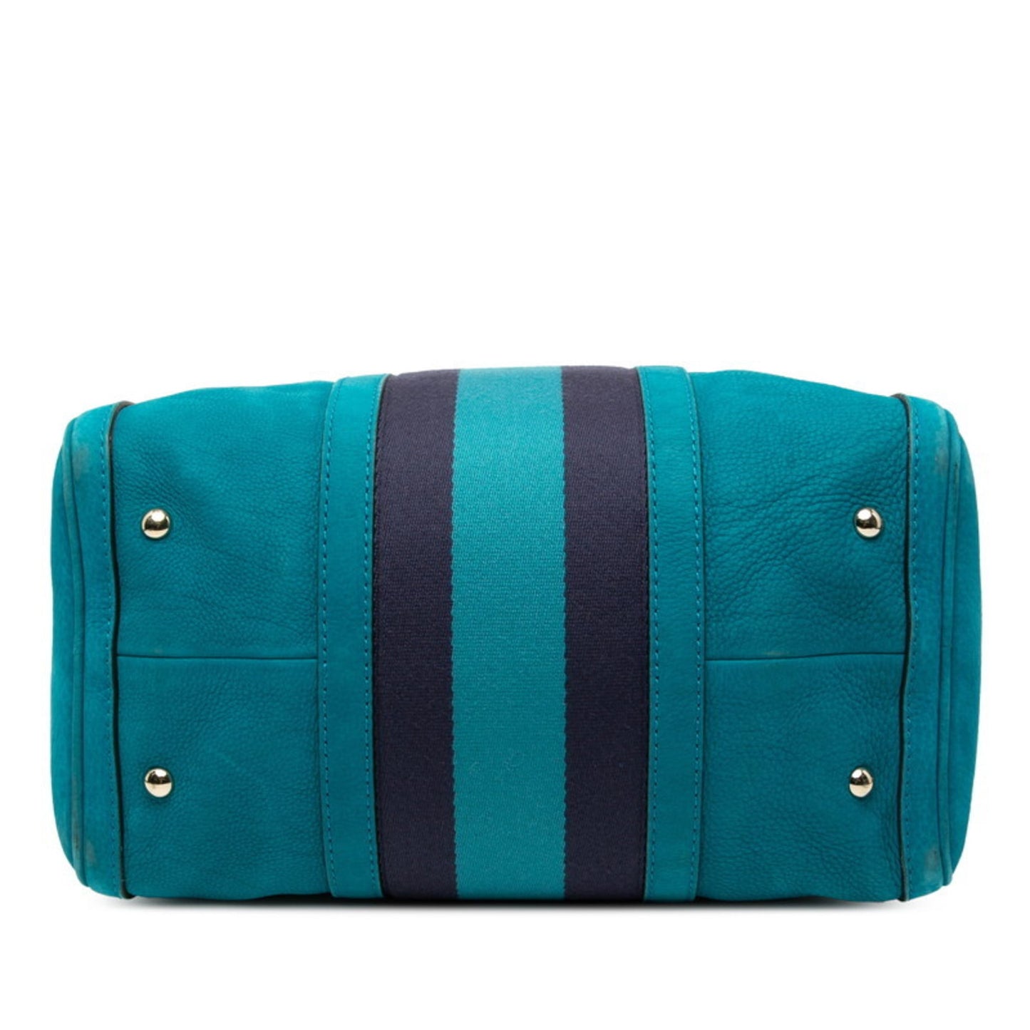 Gucci Light Blue Canvas Suede Boston Bag Shoulder Bag ( )