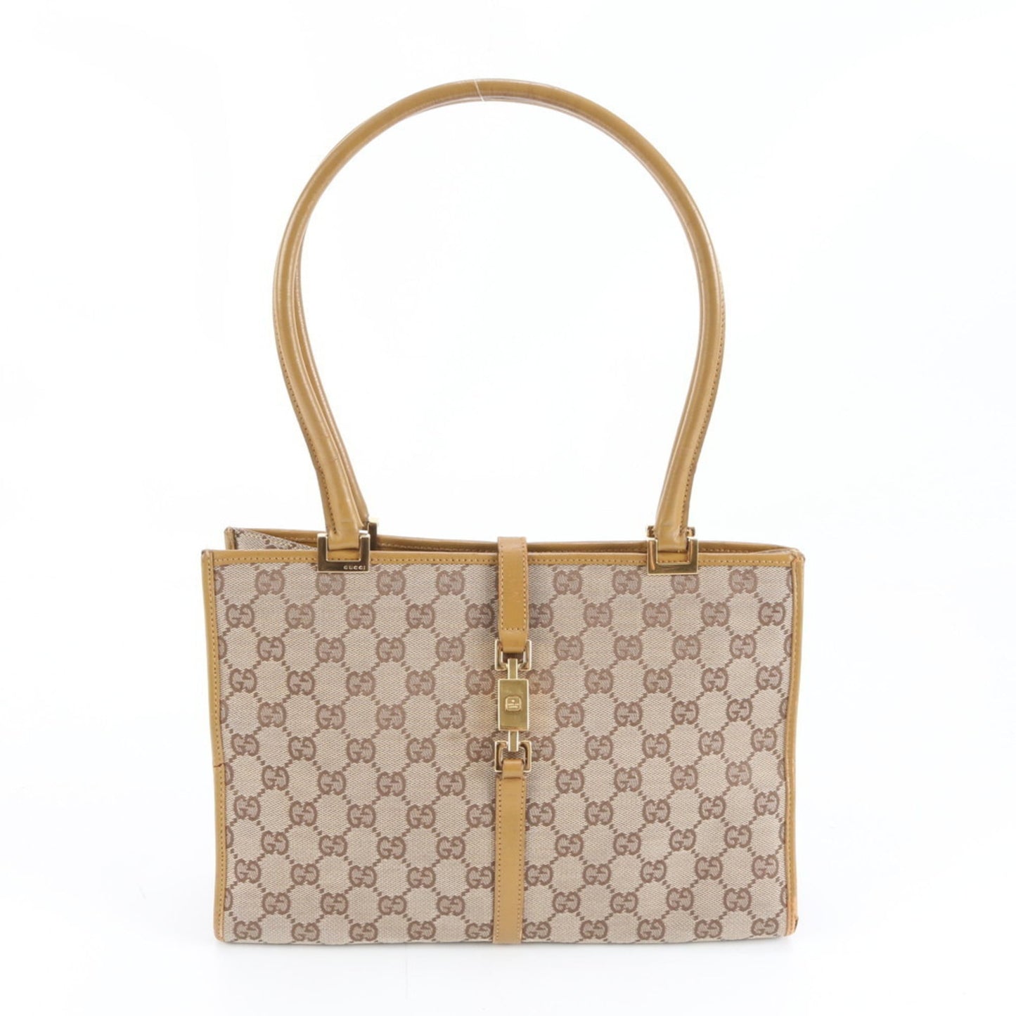 Gucci Brown Leather Canvas Shoulder Bag ( )