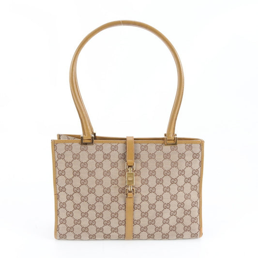 Gucci Brown Leather Canvas Shoulder Bag ( )