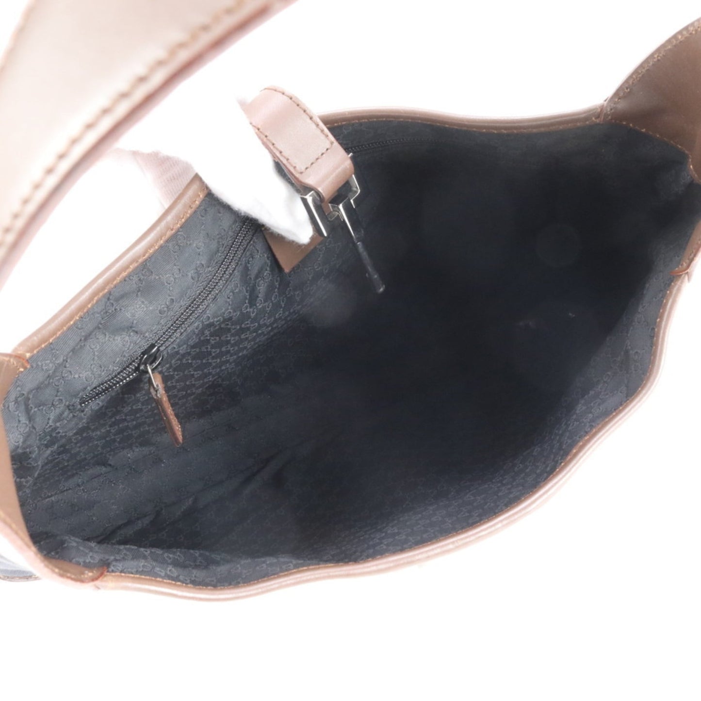 Gucci Brown Navy Leather Canvas Handbag Shoulder Bag ( )