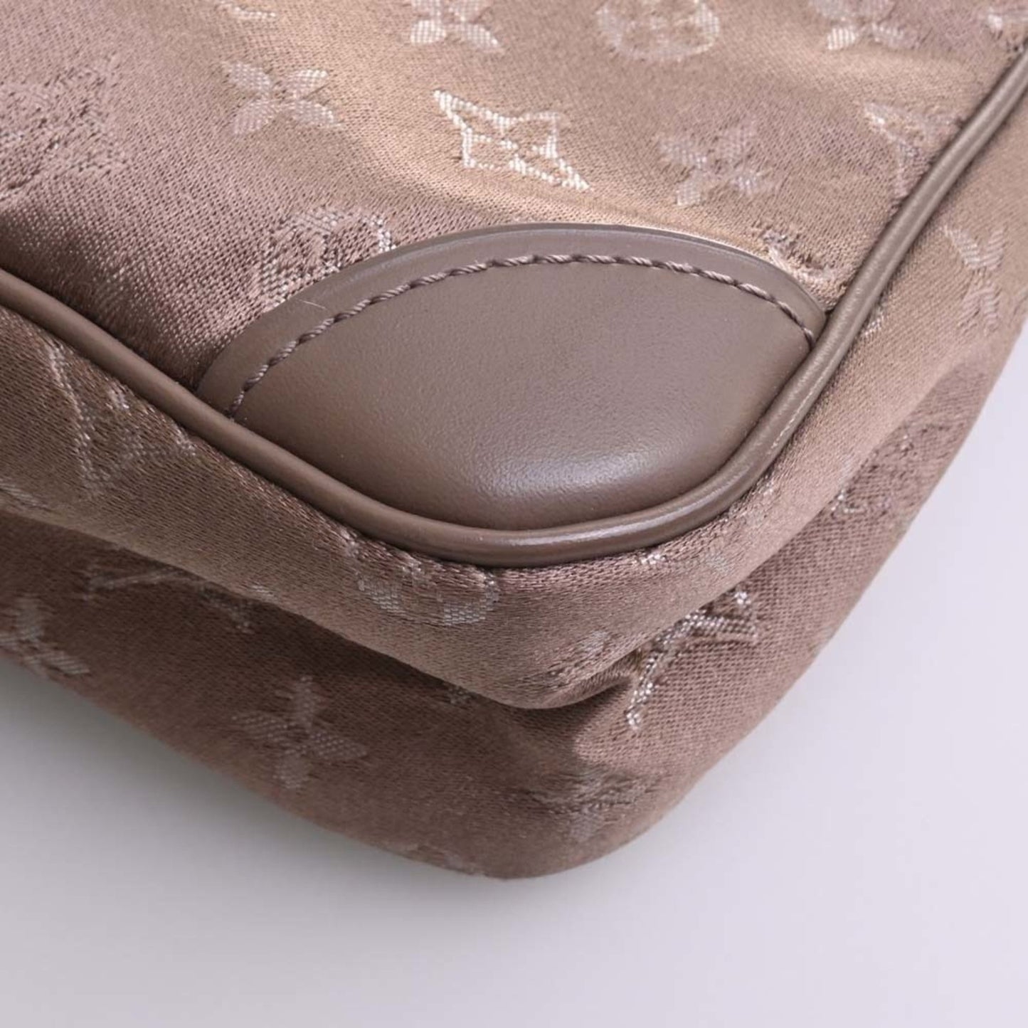 LOUIS VUITTON Monogram Satin Little Boulogne Handbag Brown Women's