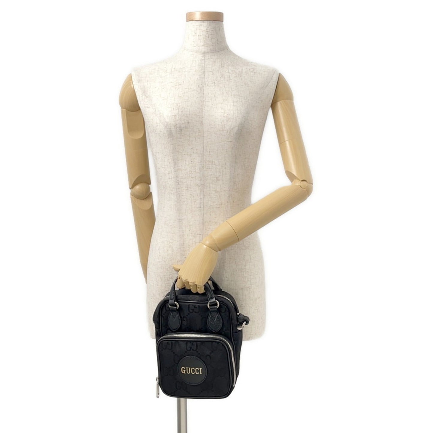 Gucci Black Nylon Leather Handbag Shoulder Bag ( )