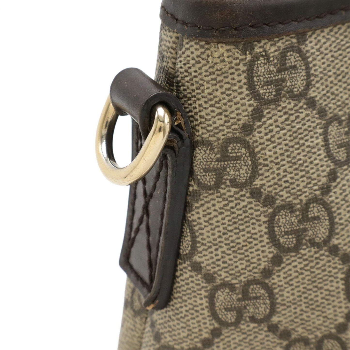 Gucci Gg Plus Beige Dark Brown Gg Supreme Leather Handbag Shoulder Bag Tote Bag ( )