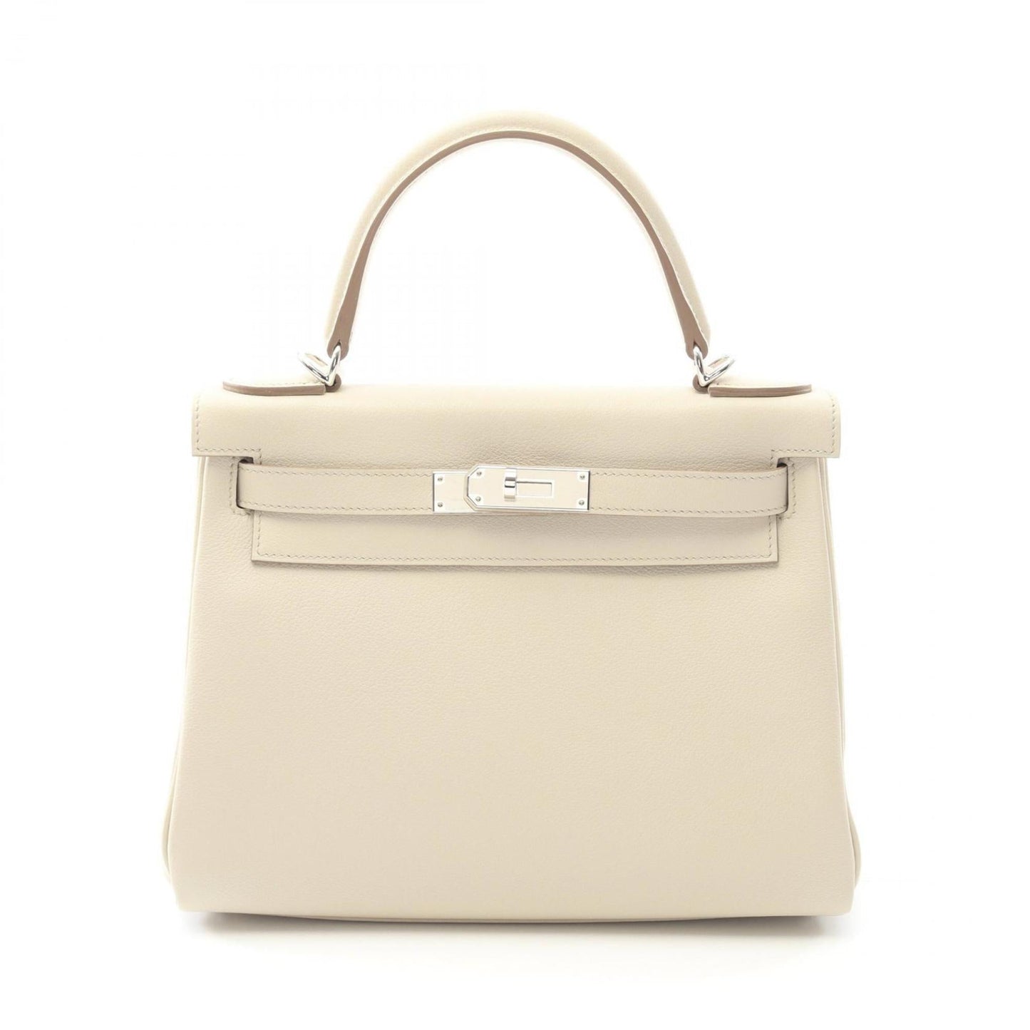 Hermes Kelly White Evercalf Leather Handbag ( )