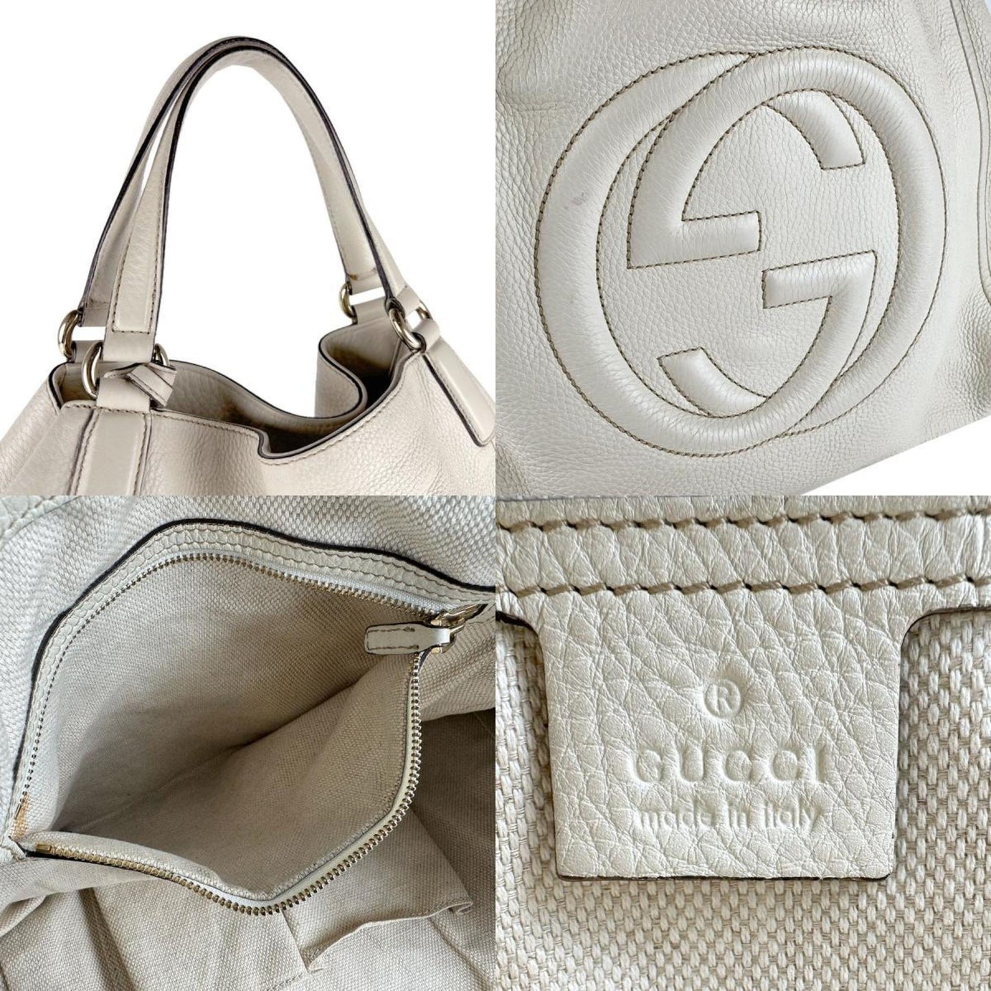 Gucci Ivory Leather Handbag ( )