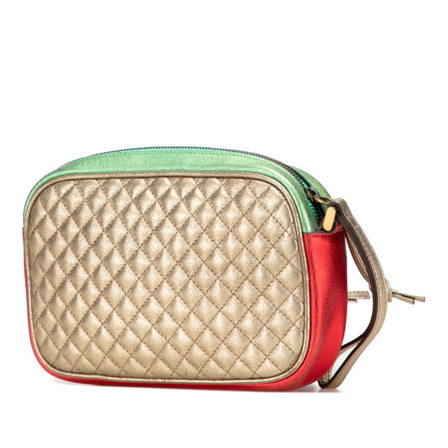 Gucci Gold Green Red Color Leather Clutch Bag ( )