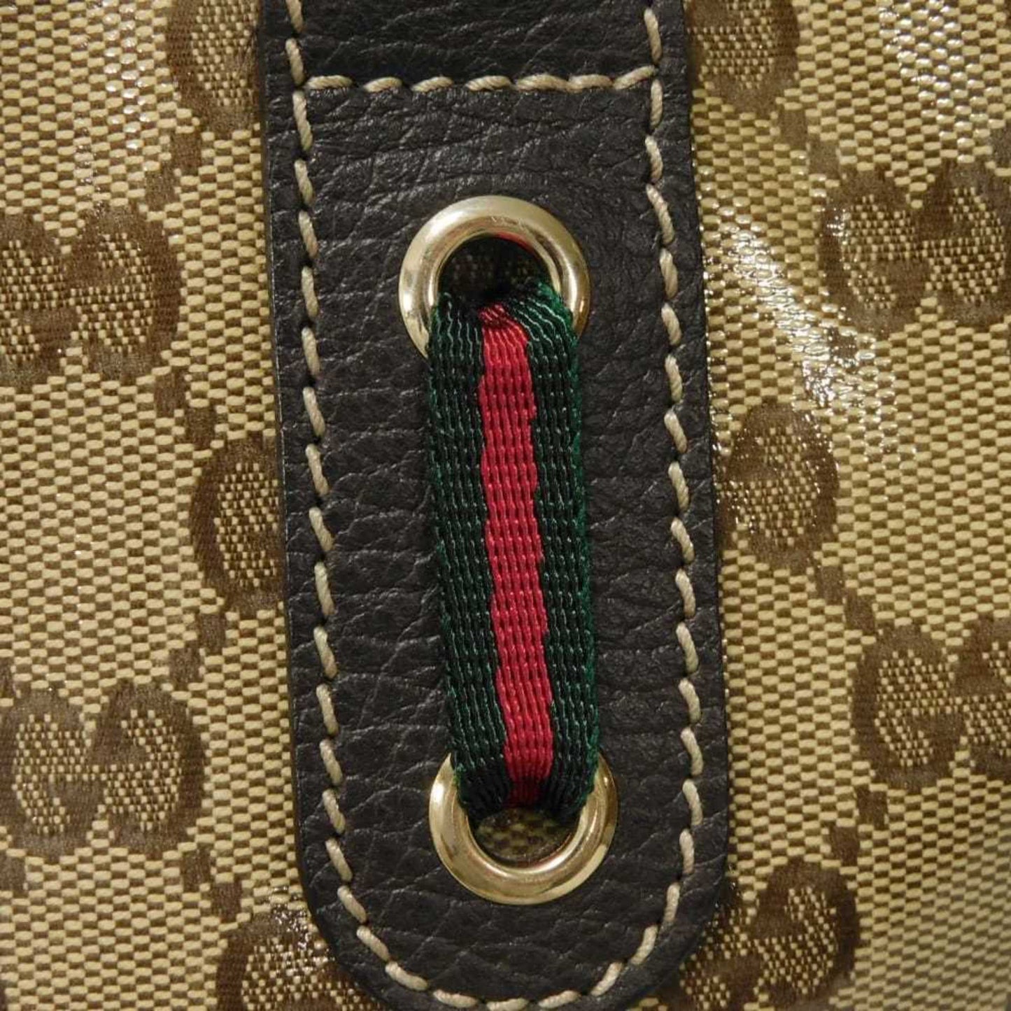 Gucci Beige Brown Gg Crystal Canvas Vinyl Coated Canvas Shoulder Bag Tote Bag ( )