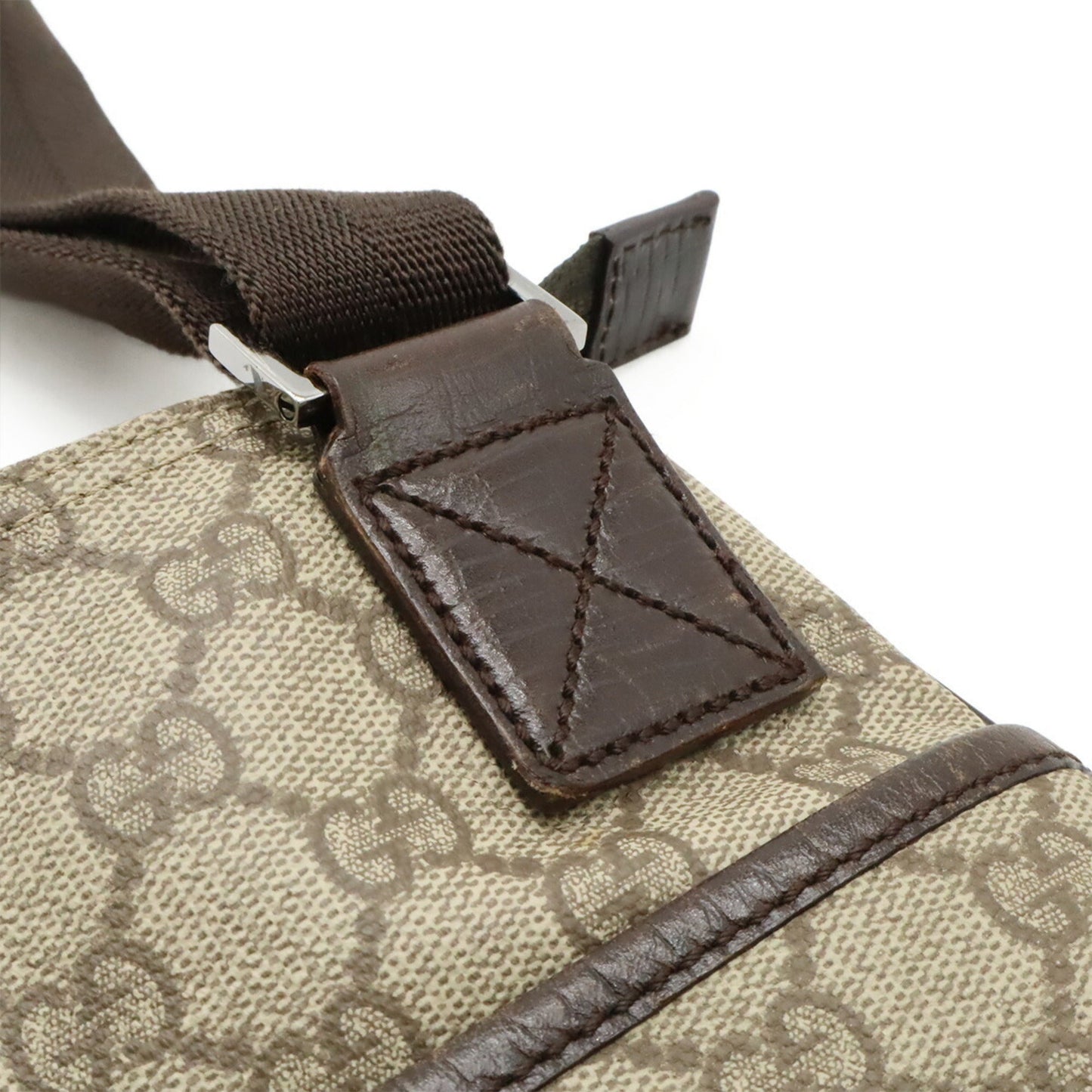 Gucci Beige Dark Brown Pvc Leather Shoulder Bag ( )