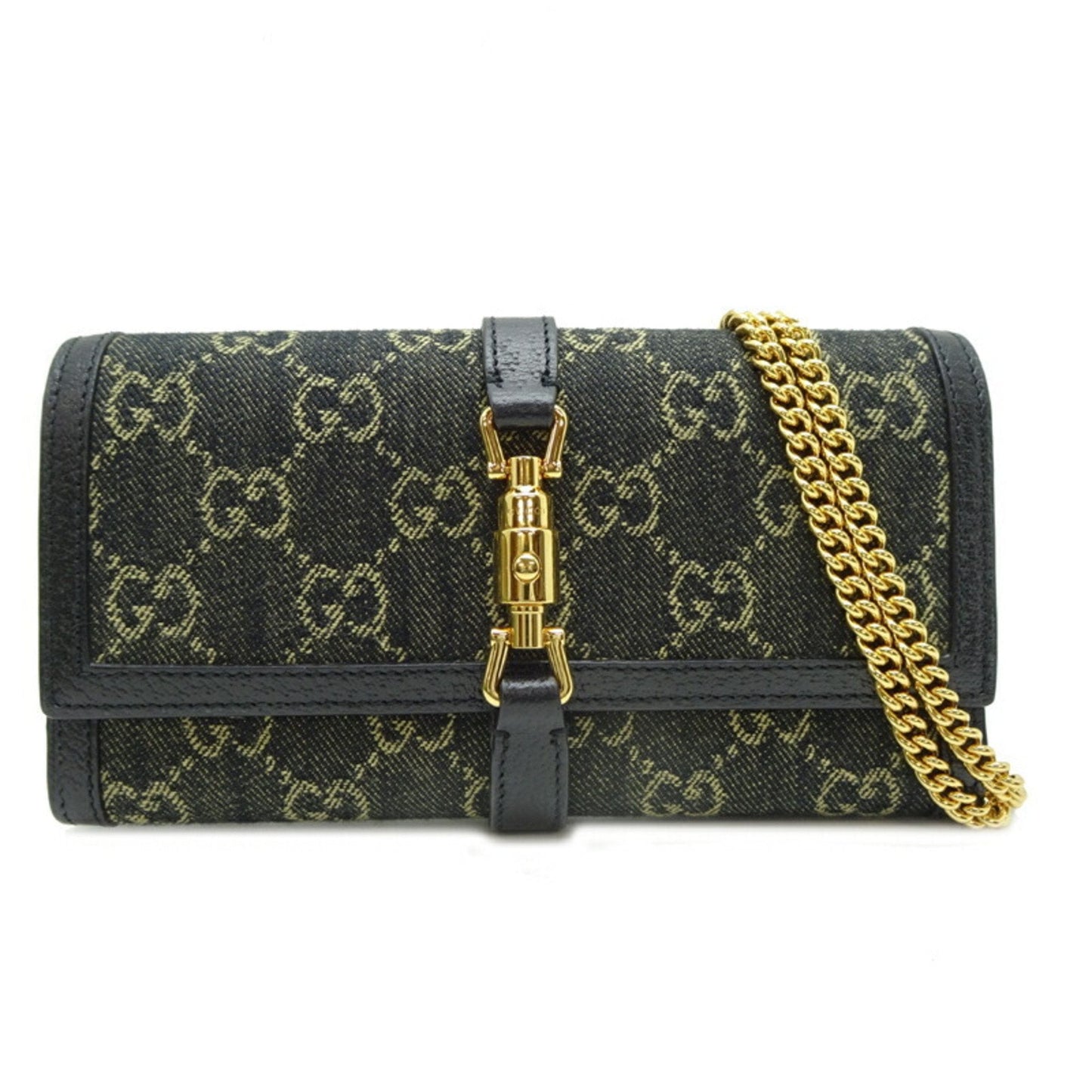 Gucci Black Gg Canvas Chain/Shoulder Wallet ( )
