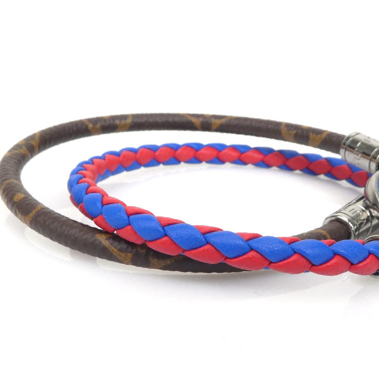 LOUIS VUITTON Bracelet Multi XS Monogram Leather Brown x Blue Red M8004