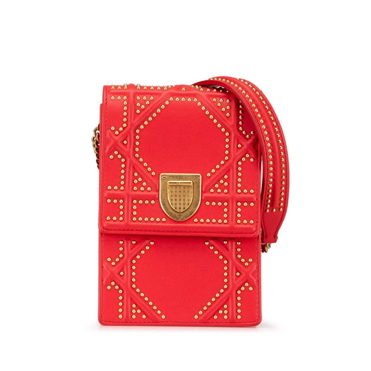 Christian Dior Gold Red Color Leather Shoulder Bag ()