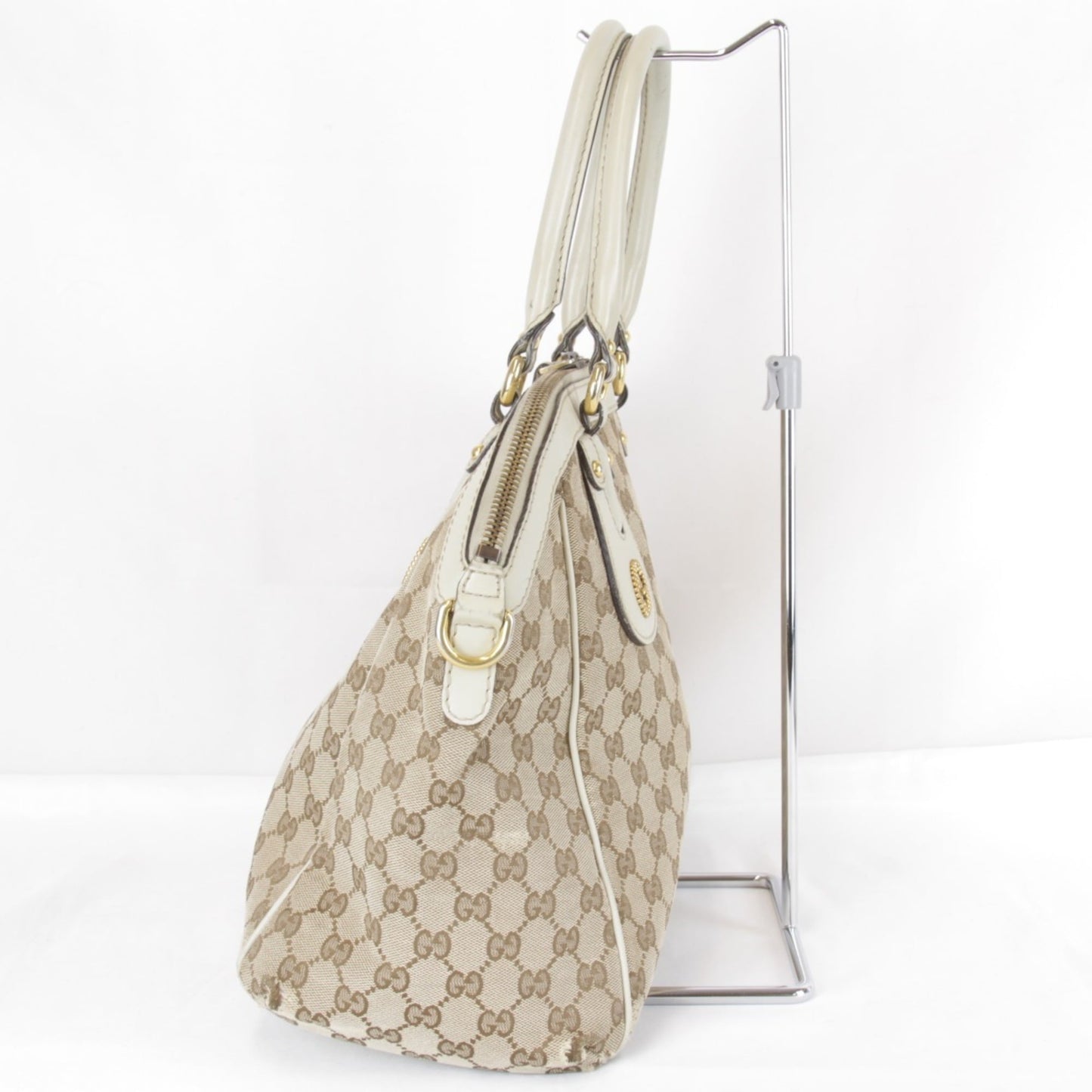 Gucci Gg Canvas Beige Gg Canvas Leather Handbag ( )