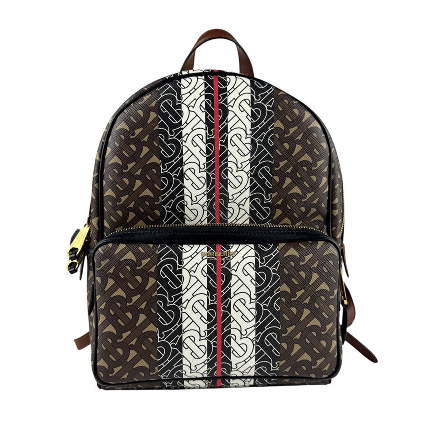 Burberry Black Brown White Pvc Leather Backpack ( )
