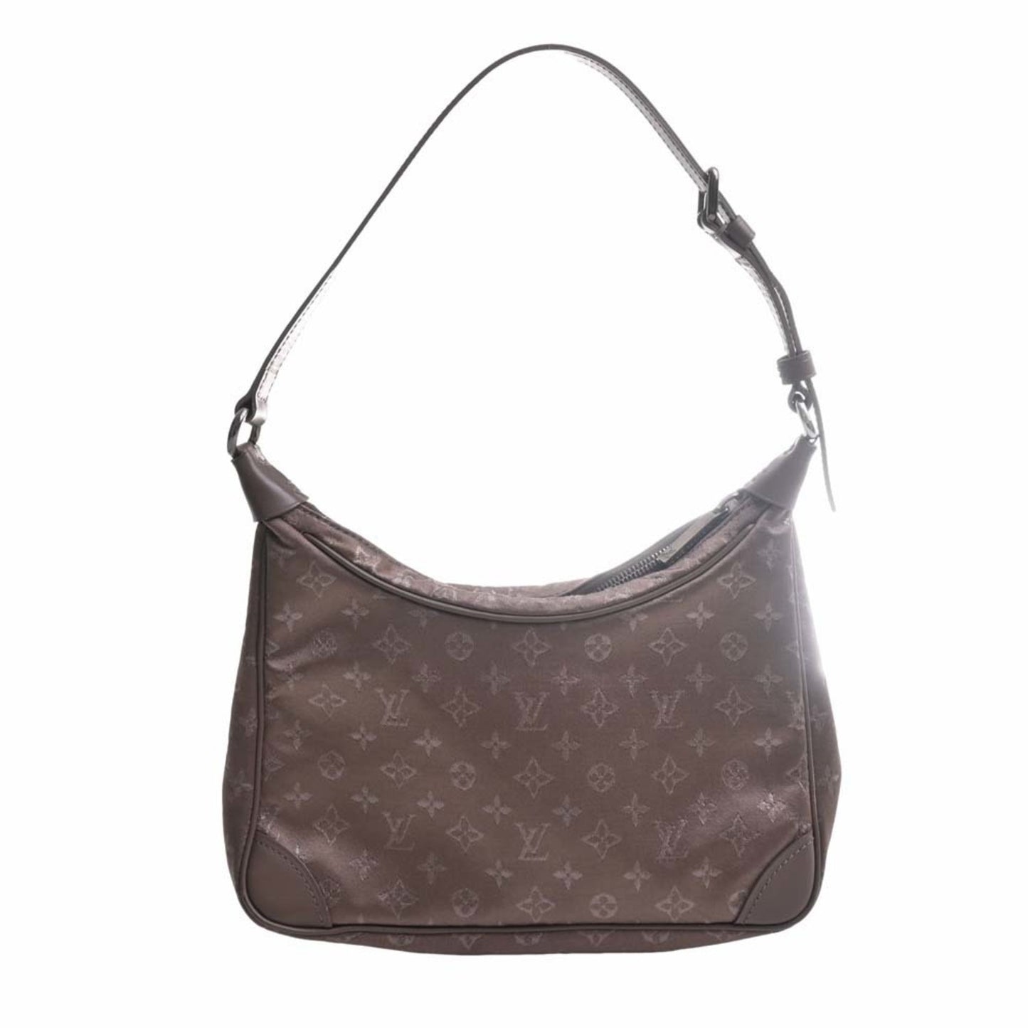 LOUIS VUITTON Monogram Satin Little Boulogne Handbag Brown Women's