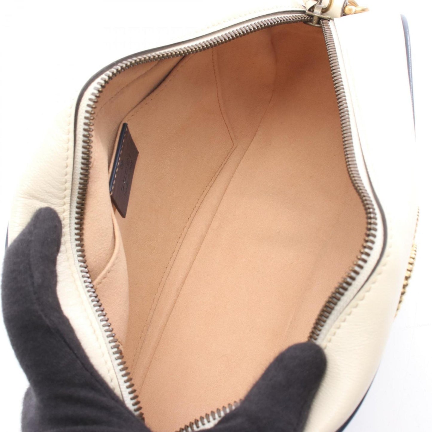 Gucci Navy White Leather Shoulder Bag ( )