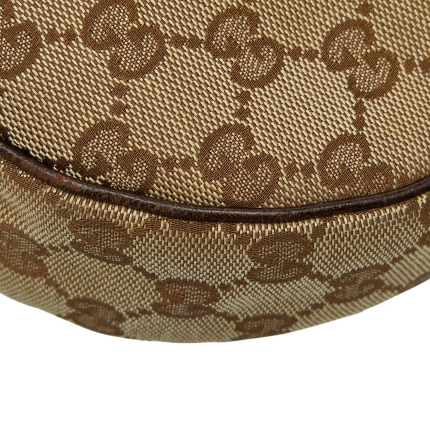 Gucci Beige Brown Canvas Leather Shoulder Bag ( )