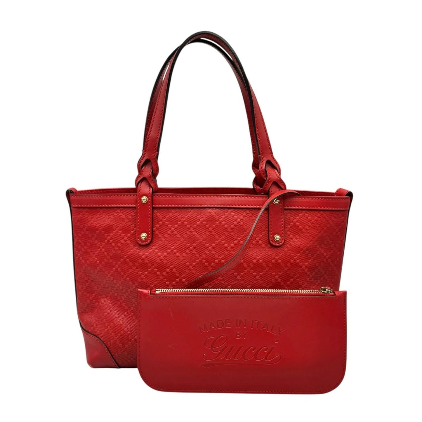 Gucci Red Color Leather Pouch Tote Bag ( )