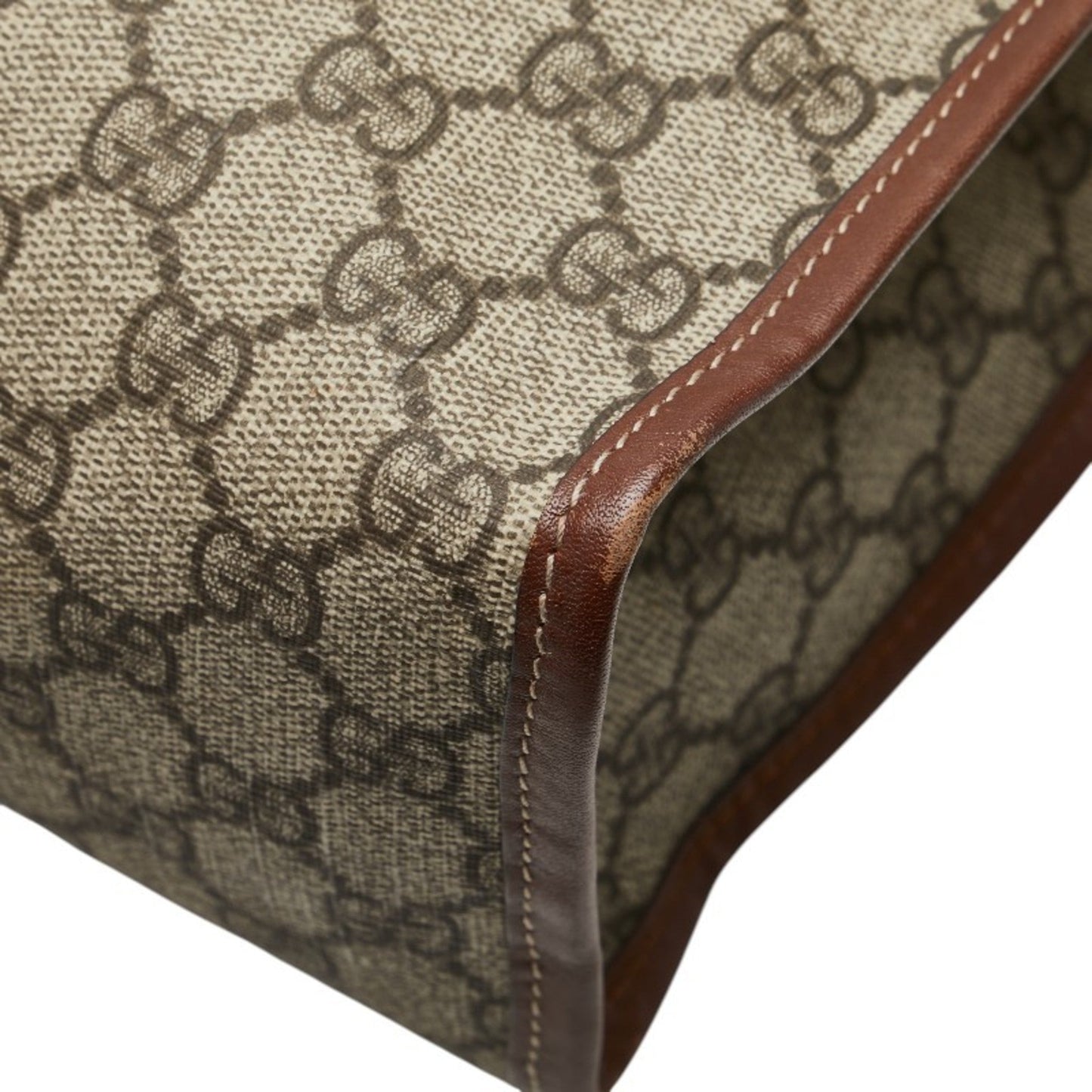 Gucci Sherry Line Beige Brown Pvc Leather Tote Bag ( )