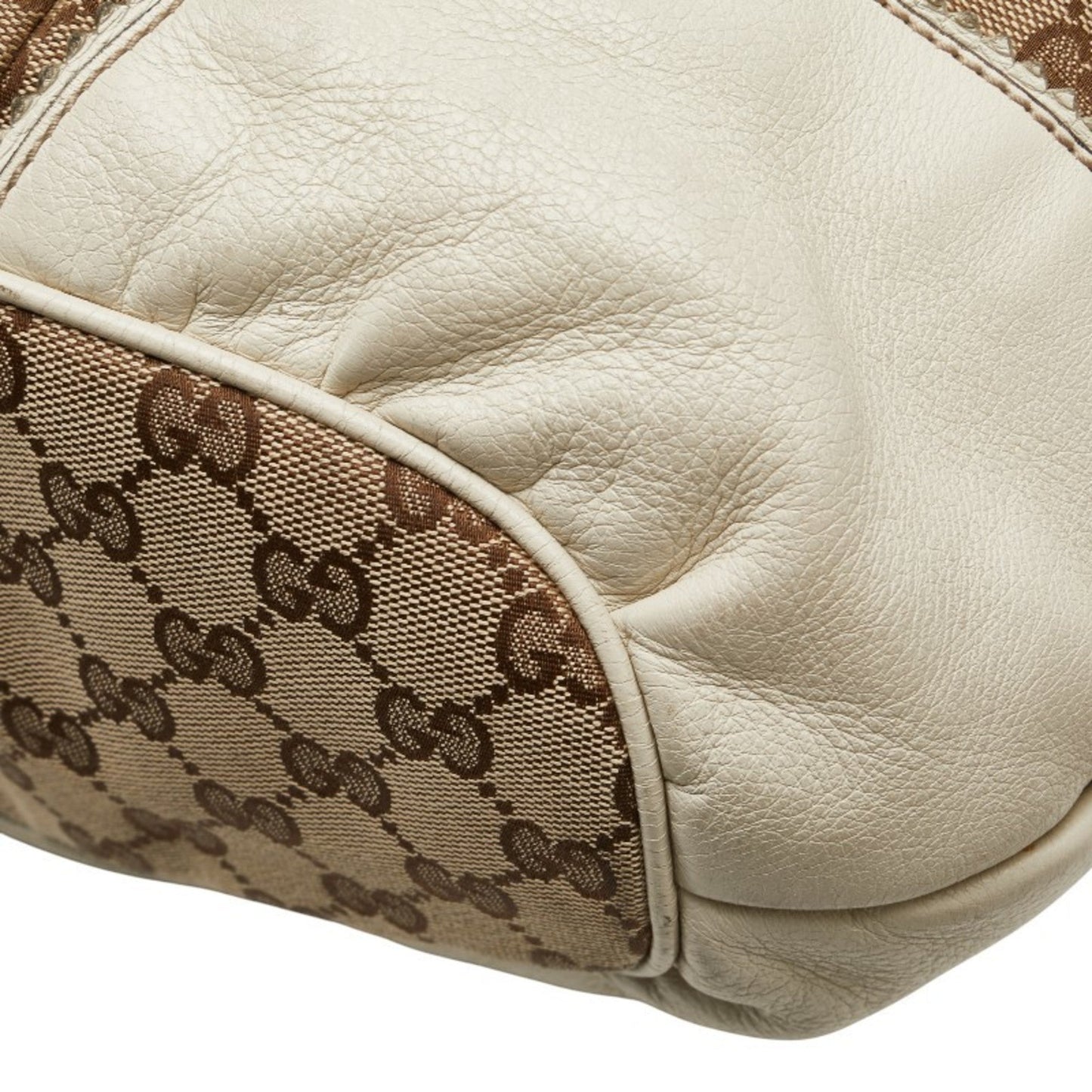Gucci Gg Canvas Beige White Gg Canvas Leather Shoulder Bag Tote Bag ( )