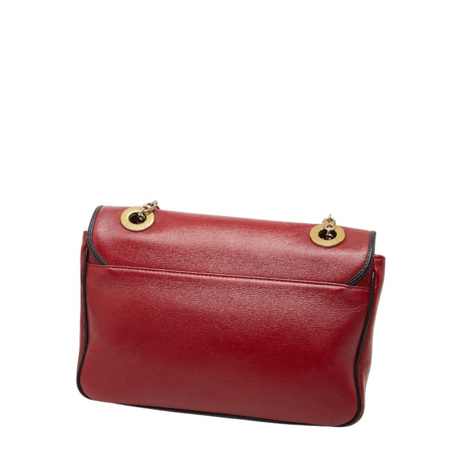Gucci Black Red Color Leather Shoulder Bag ( )