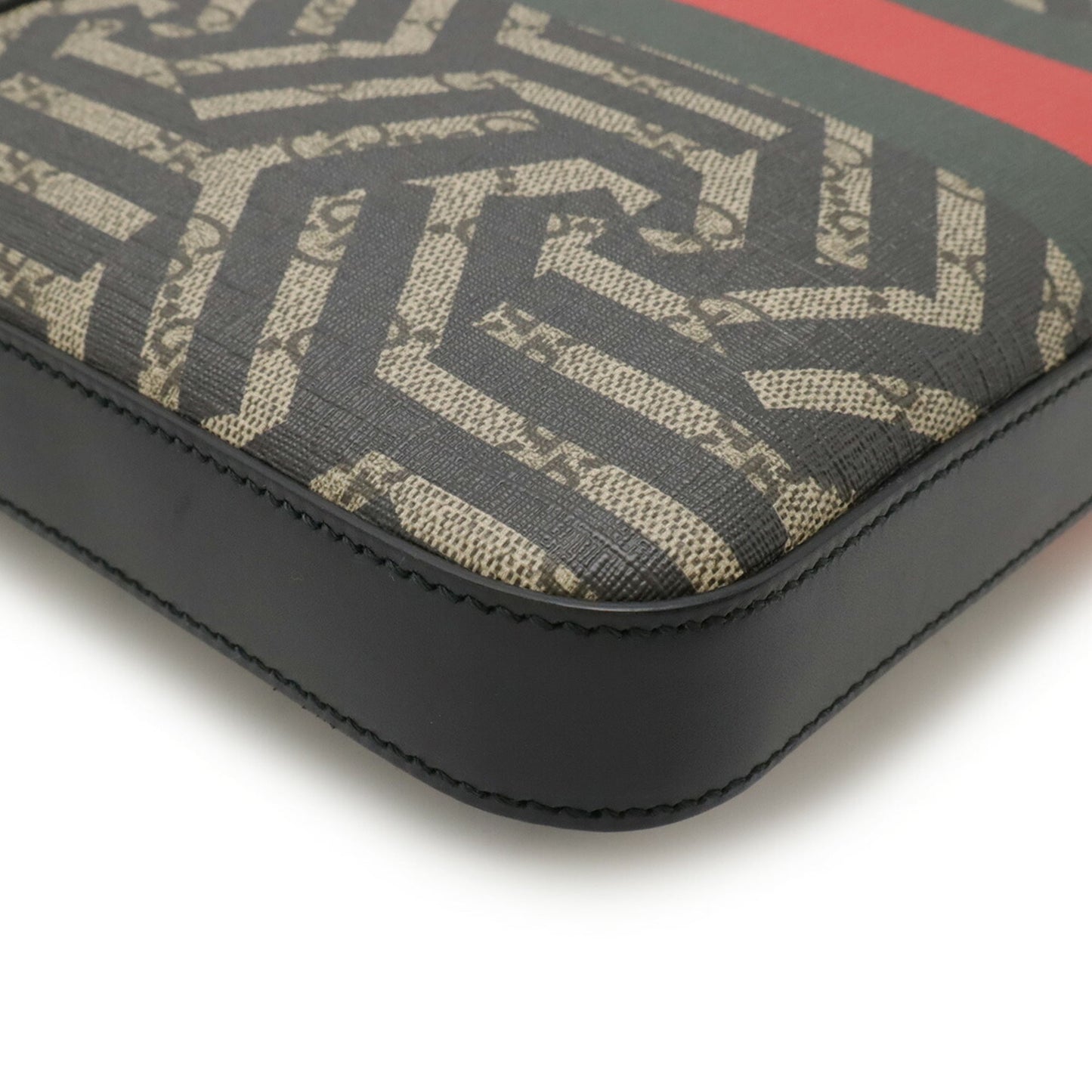 Gucci Beige Black Green Red Color Gg Supreme Leather Shoulder Bag ( )
