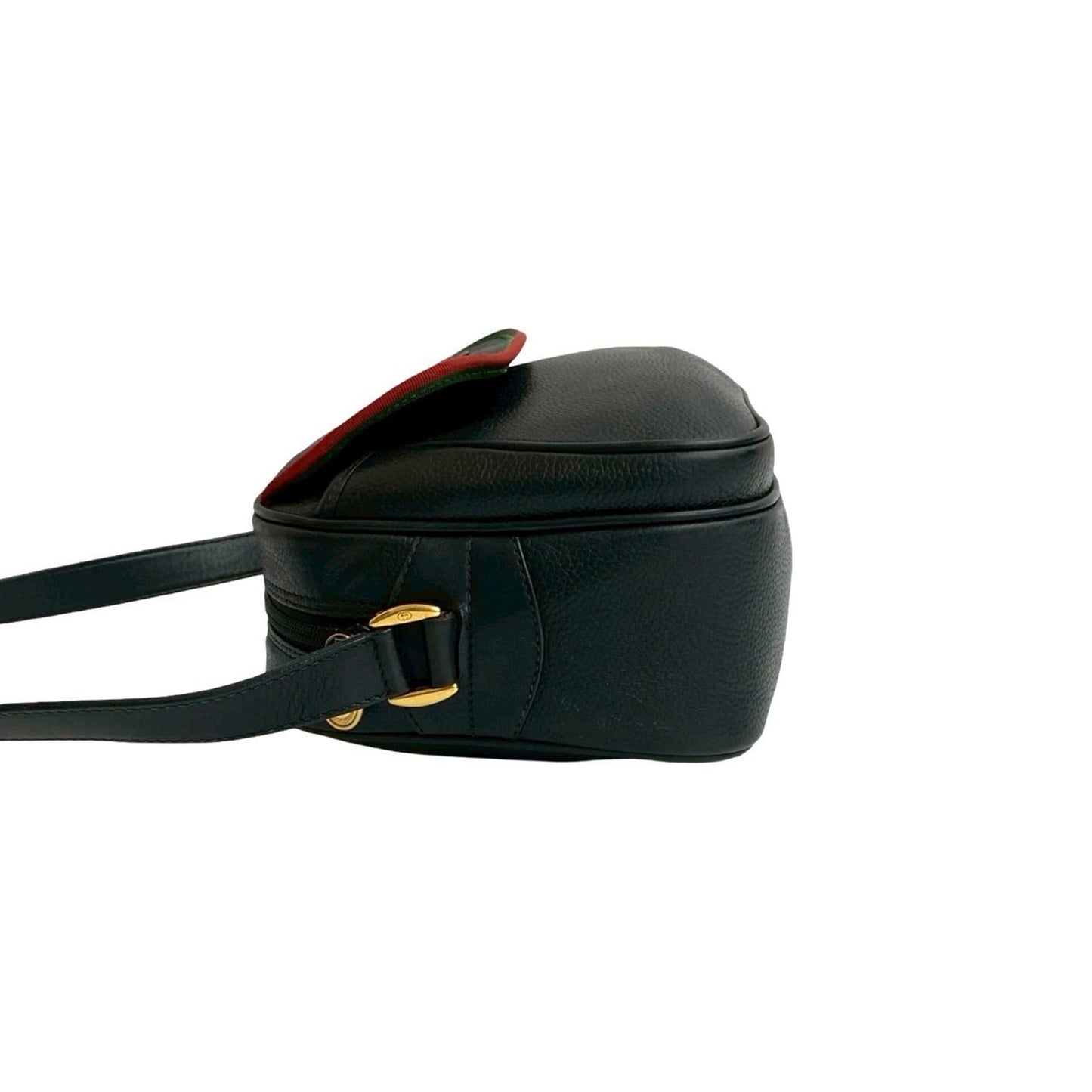 Gucci Black Green Red Color Leather Pochette Shoulder Bag ( )