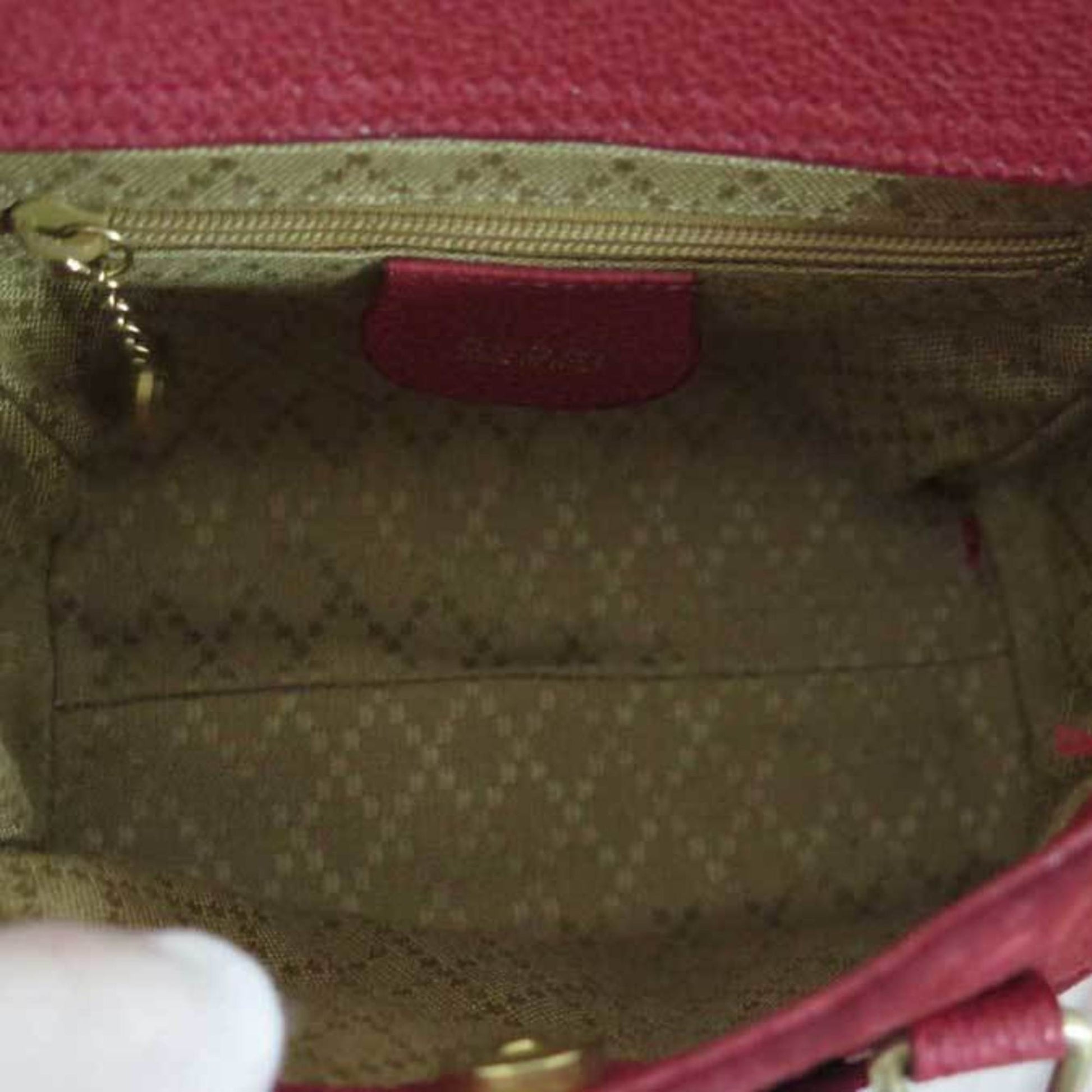 Gucci Bamboo Red Leather Suede Shoulder Bag