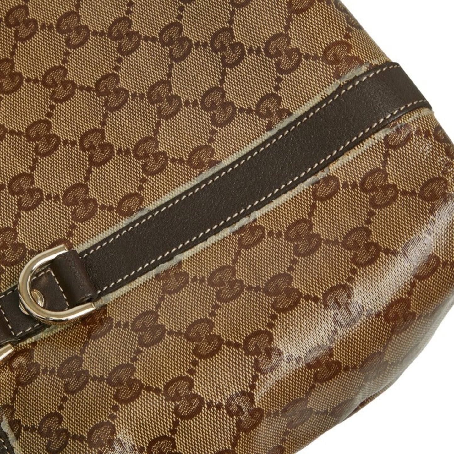 Gucci Gg Crystal Beige Brown Pvc Leather Tote Bag ( )