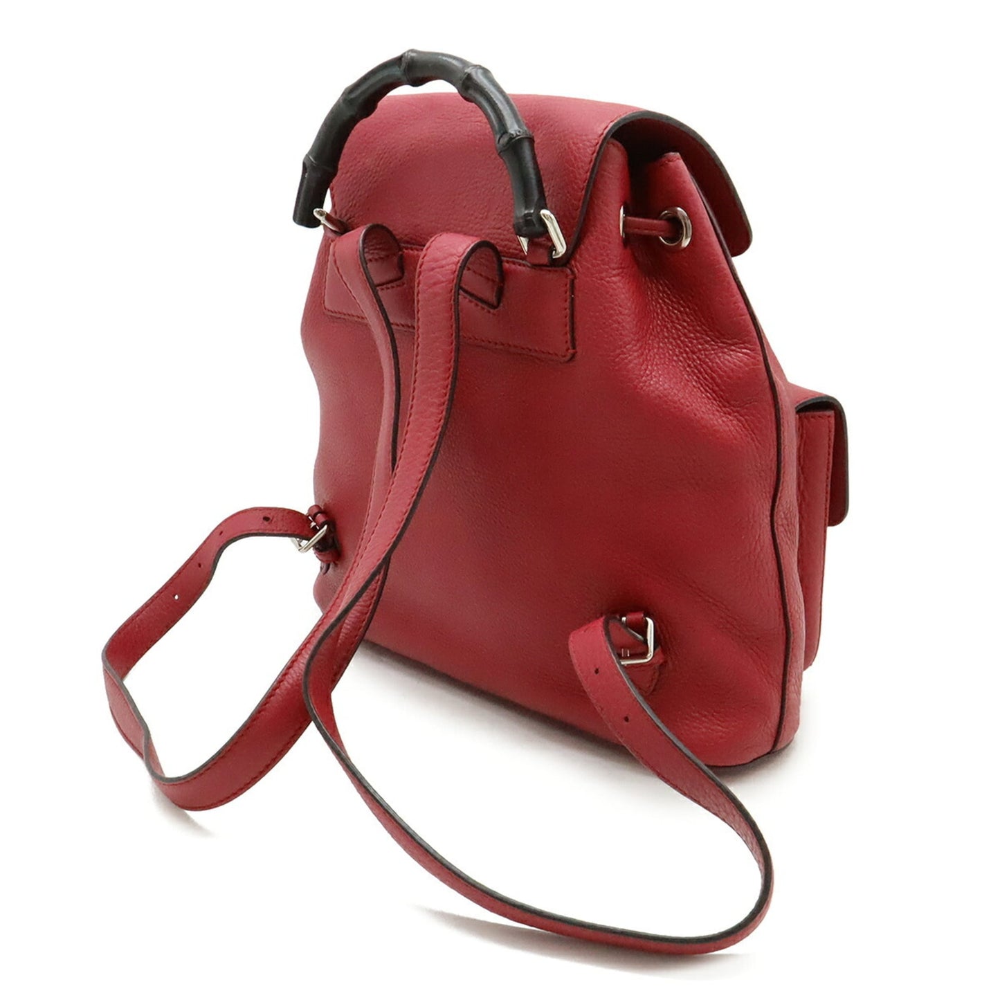 Gucci Red Color Bamboo Leather Backpack Shoulder Bag ( )