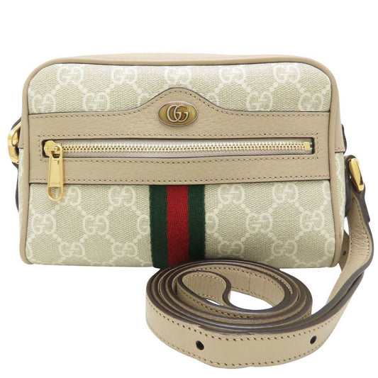 Gucci Beige White Gg Supreme Leather Shoulder Bag ( )