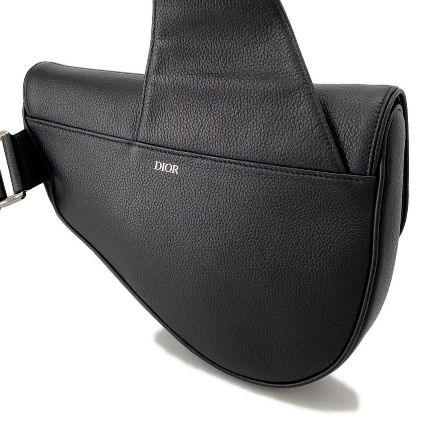 Christian Dior Black Leather Saddle Bag Sling Bag ()
